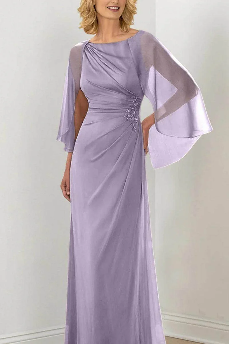 Sheath Column Round Neck Ruched Mother Dresses CM0361