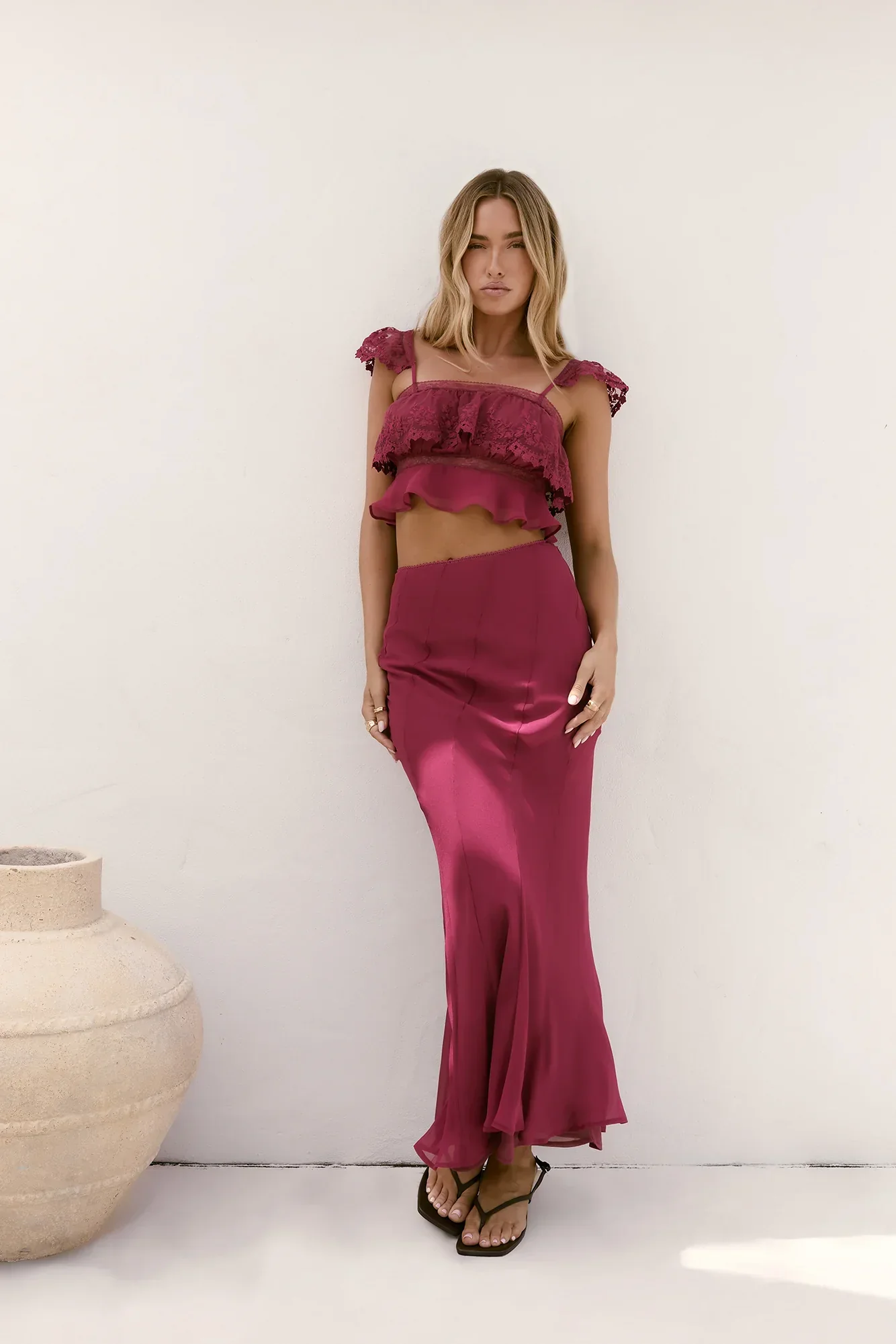 Sweet Silhouette Maxi Skirt Berry