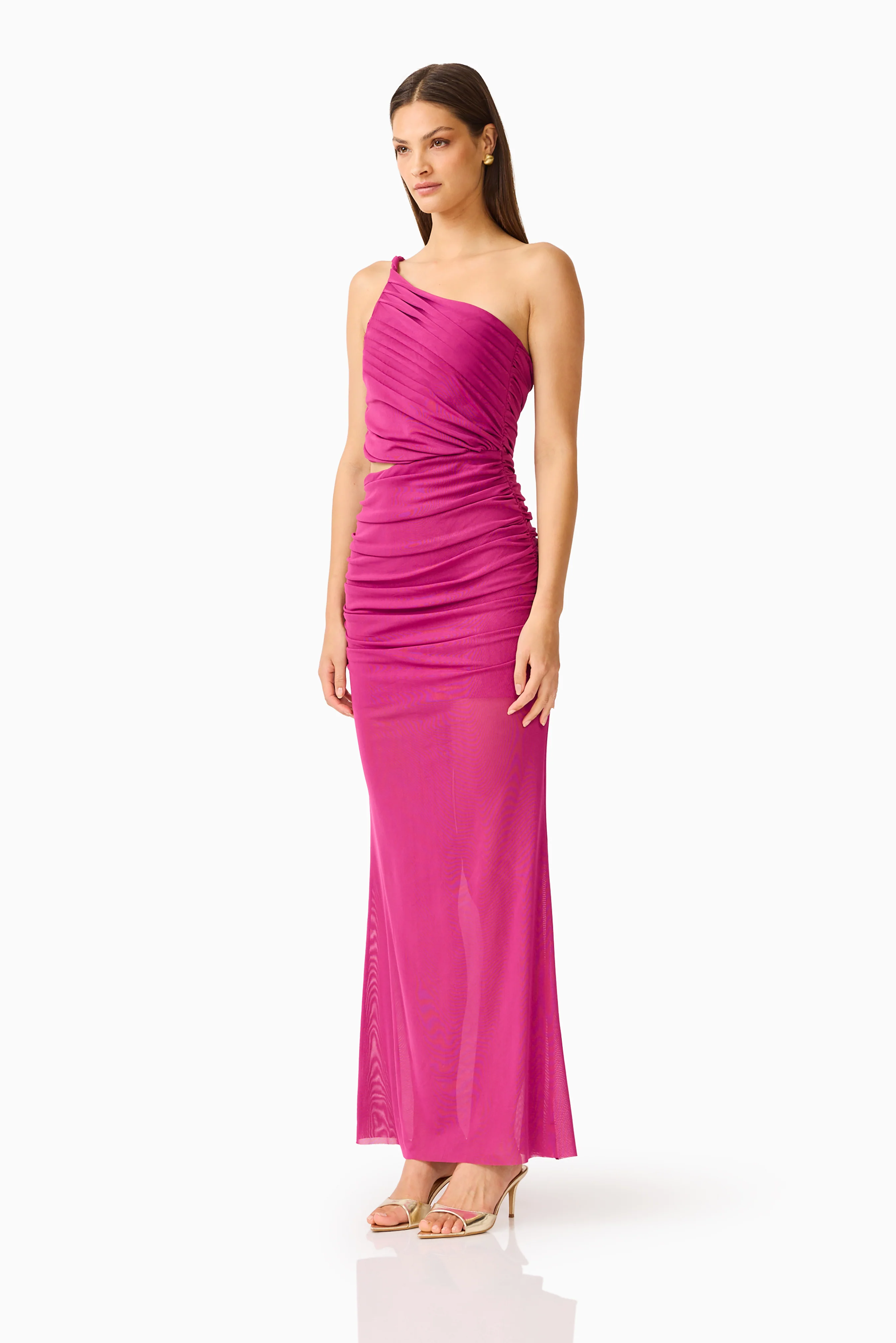 CURAAE Azura One Shoulder Maxi Dress in Magenta Pink