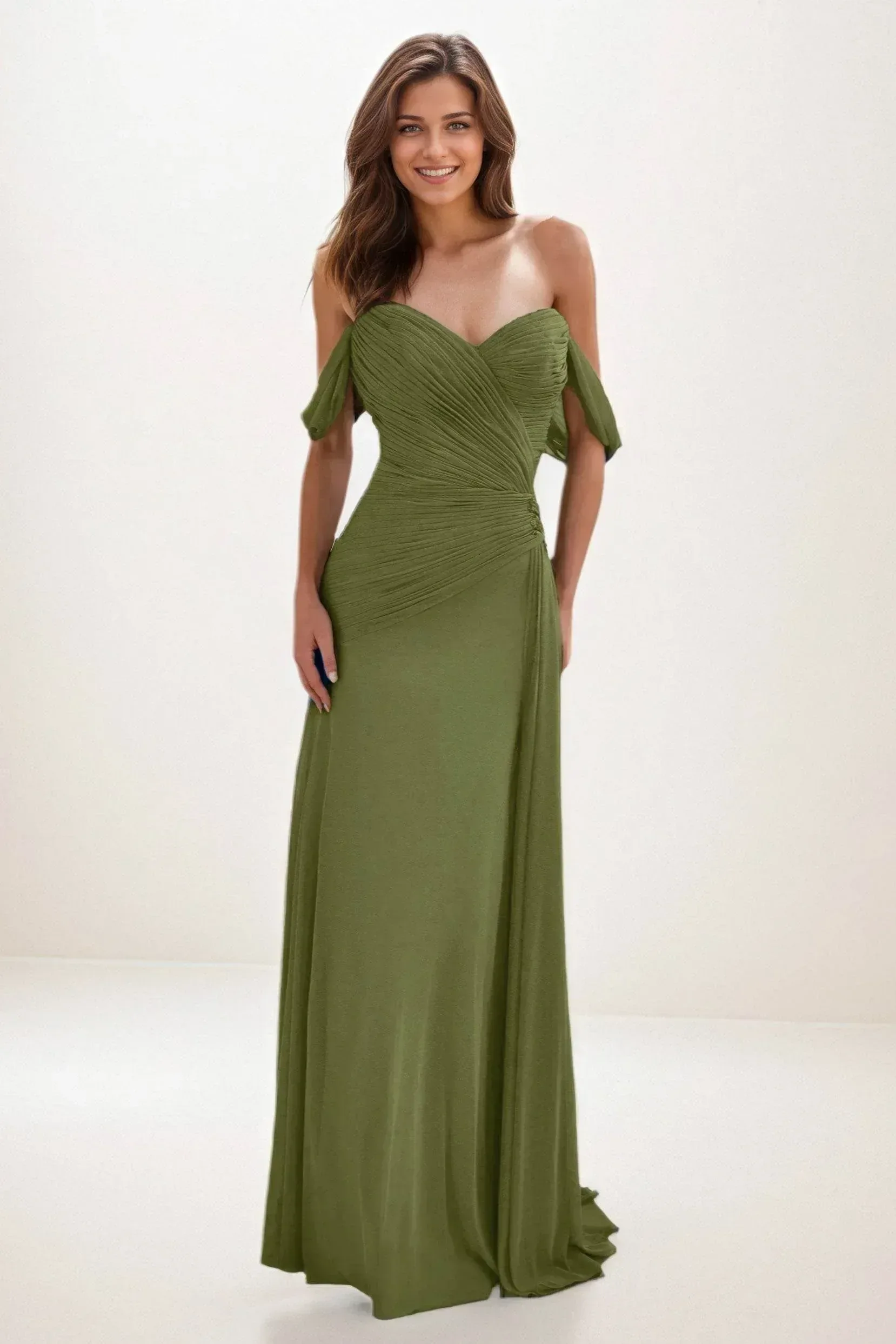 Sheath-Column Maxi Chiffon Wedding Guest Dress CG0288