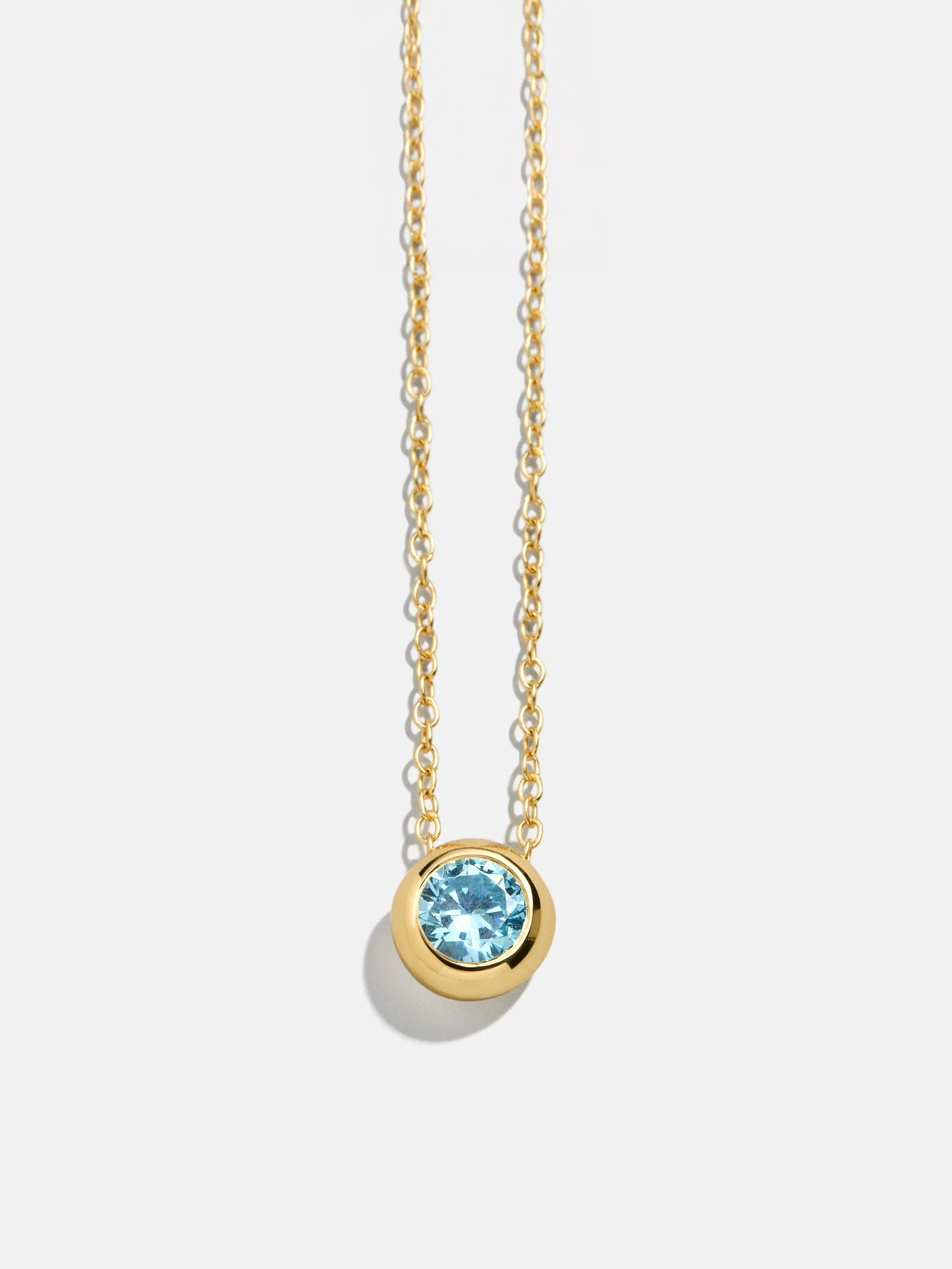 14K Gold Birthstone Pendant Necklace - Aquamarine