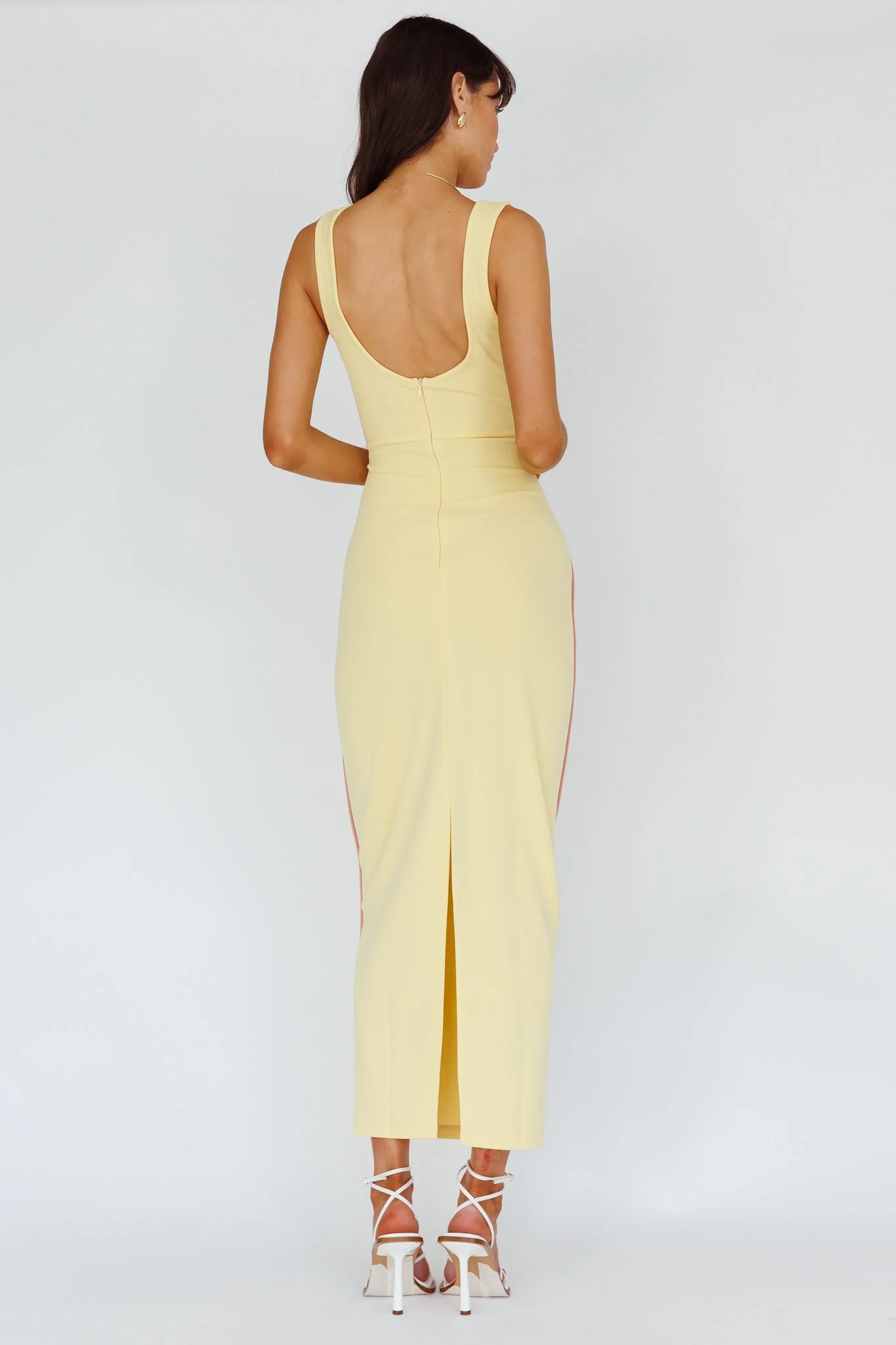 Shenae Piping Trim Maxi Dress Lemon - luluinthesky
