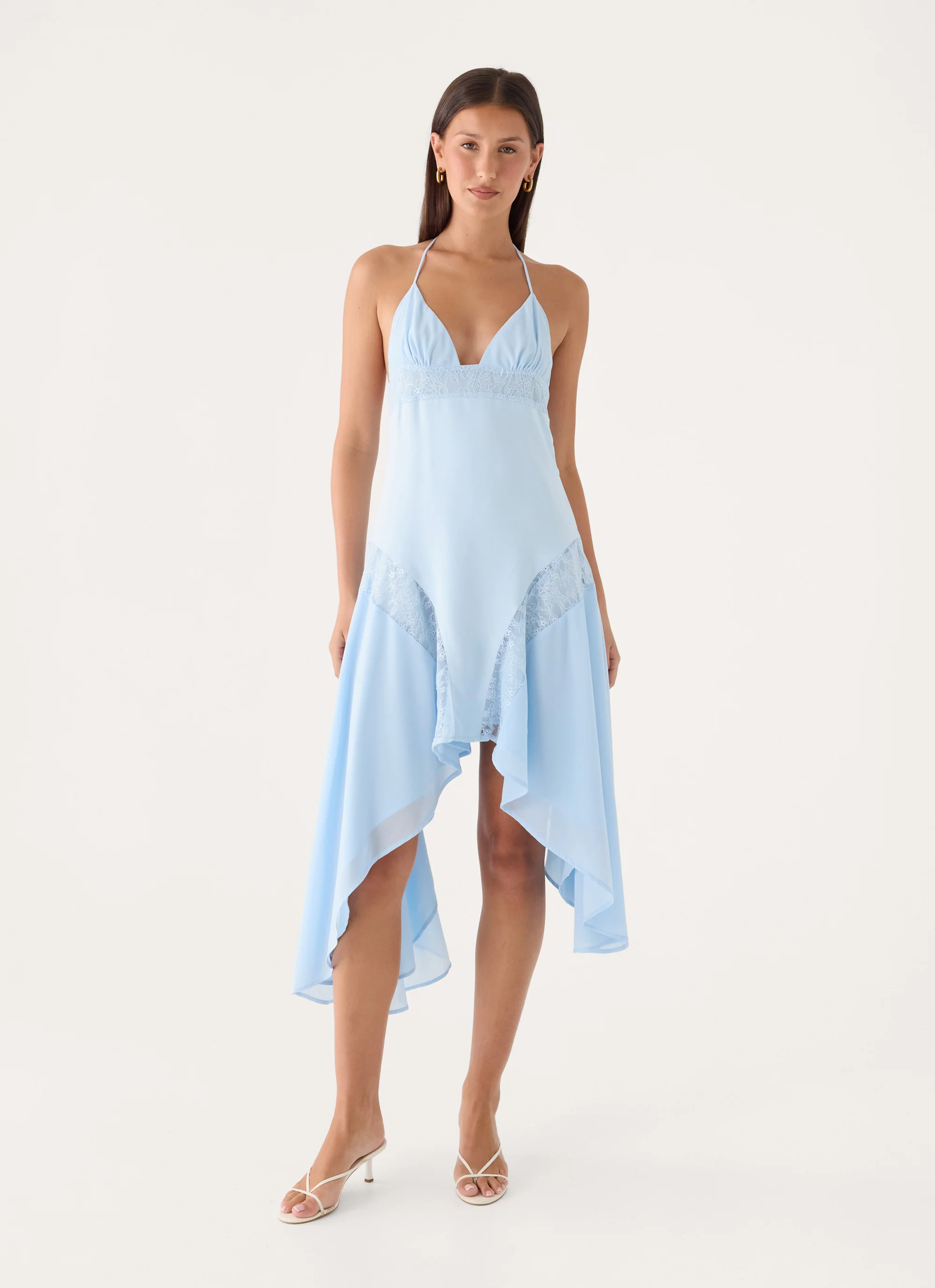 Prilla Asymmetric Midi Dress - Blue - FASHION NOB