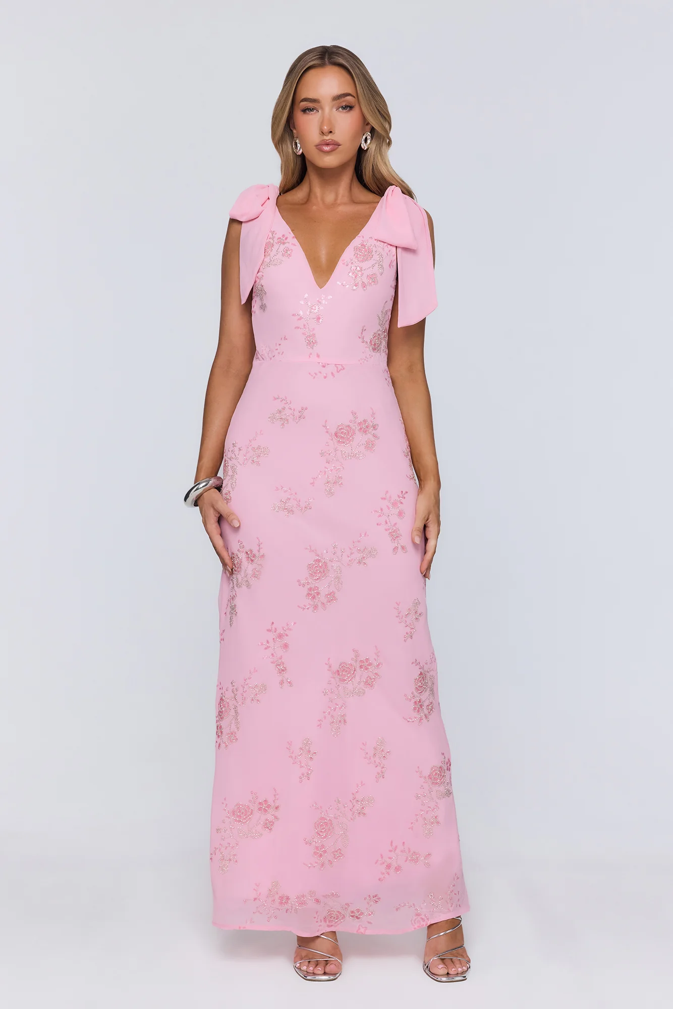 Soft Icon Energy Embellished Maxi Dress Pink