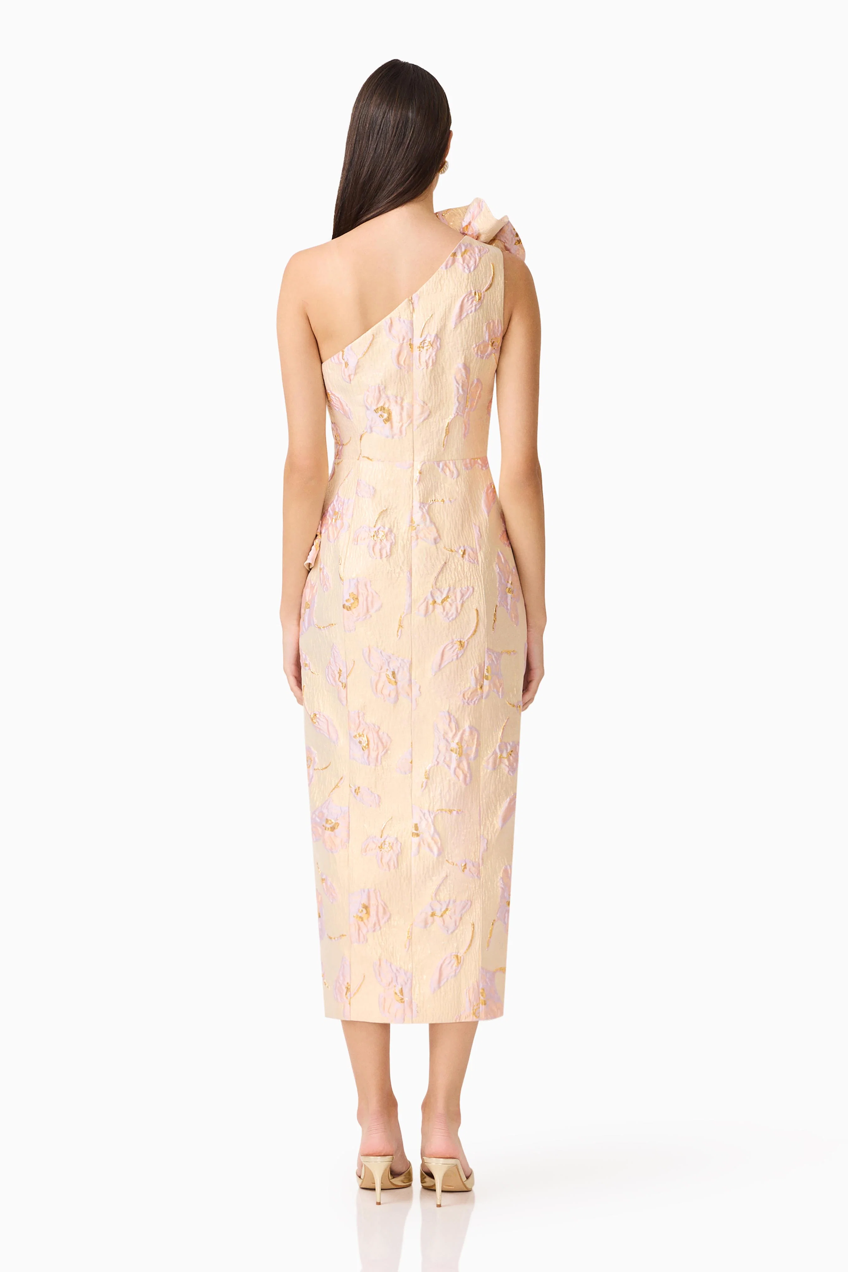 Carys Asymmetrical Midi Dress in Cream