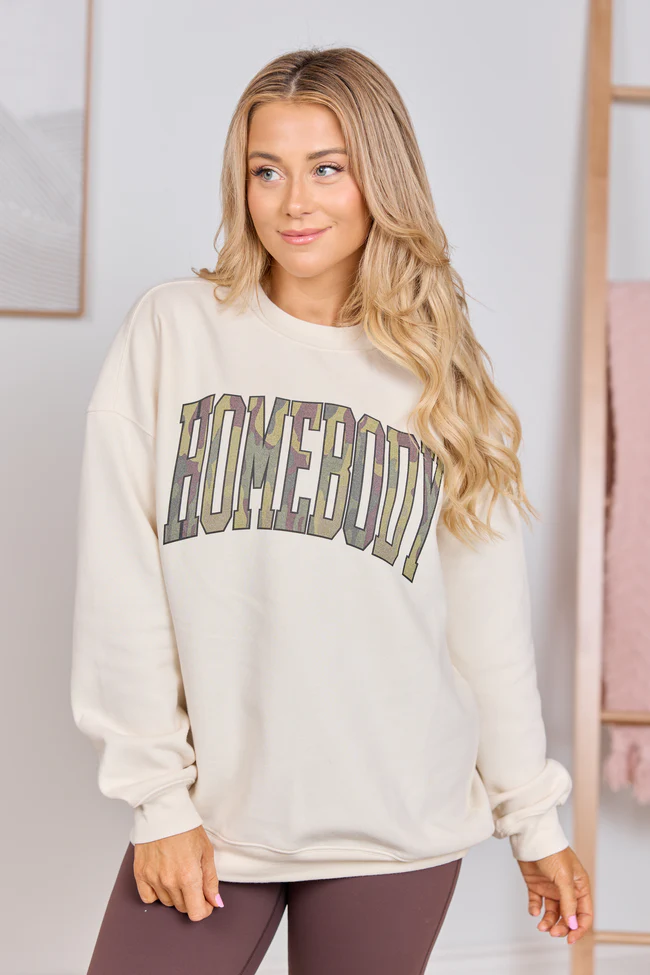 Homebody Camo Cream Graphic Sweatshirt