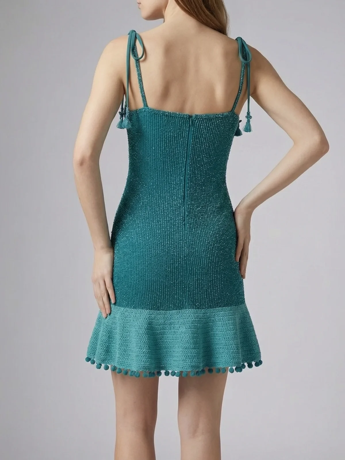 Green Starfish Beaded Mini Dress