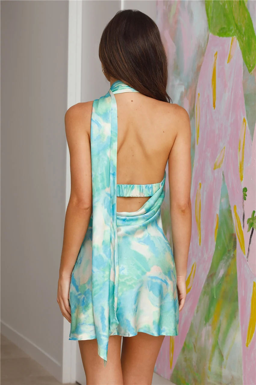 Luxe Arrival Satin Mini Dress Green - FASHION NOB