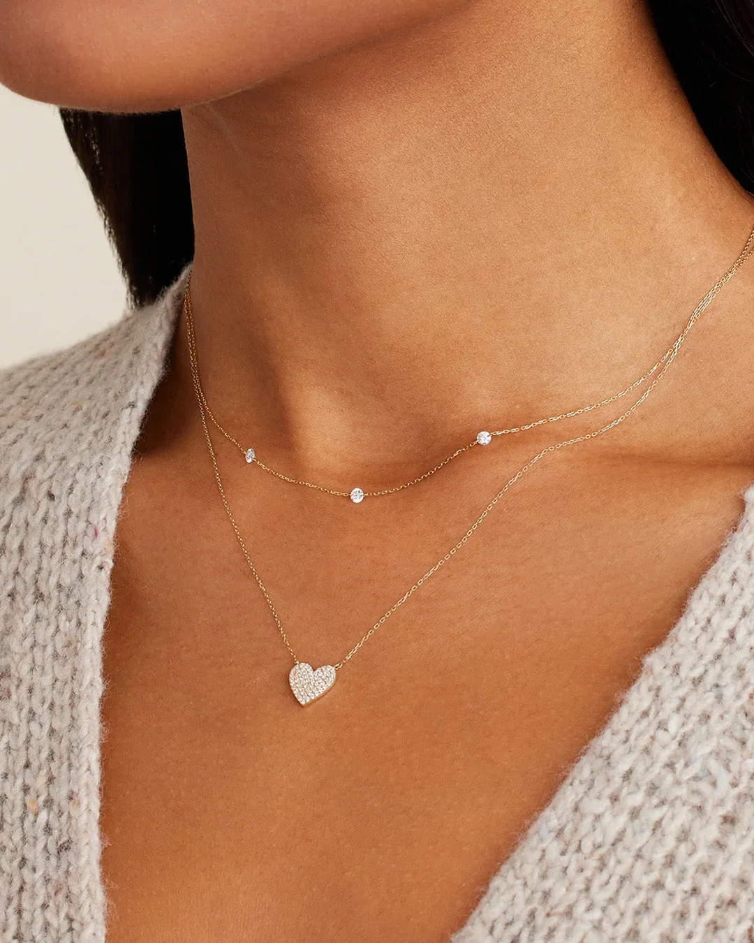 14K Diamond Pav�� Heart Necklace