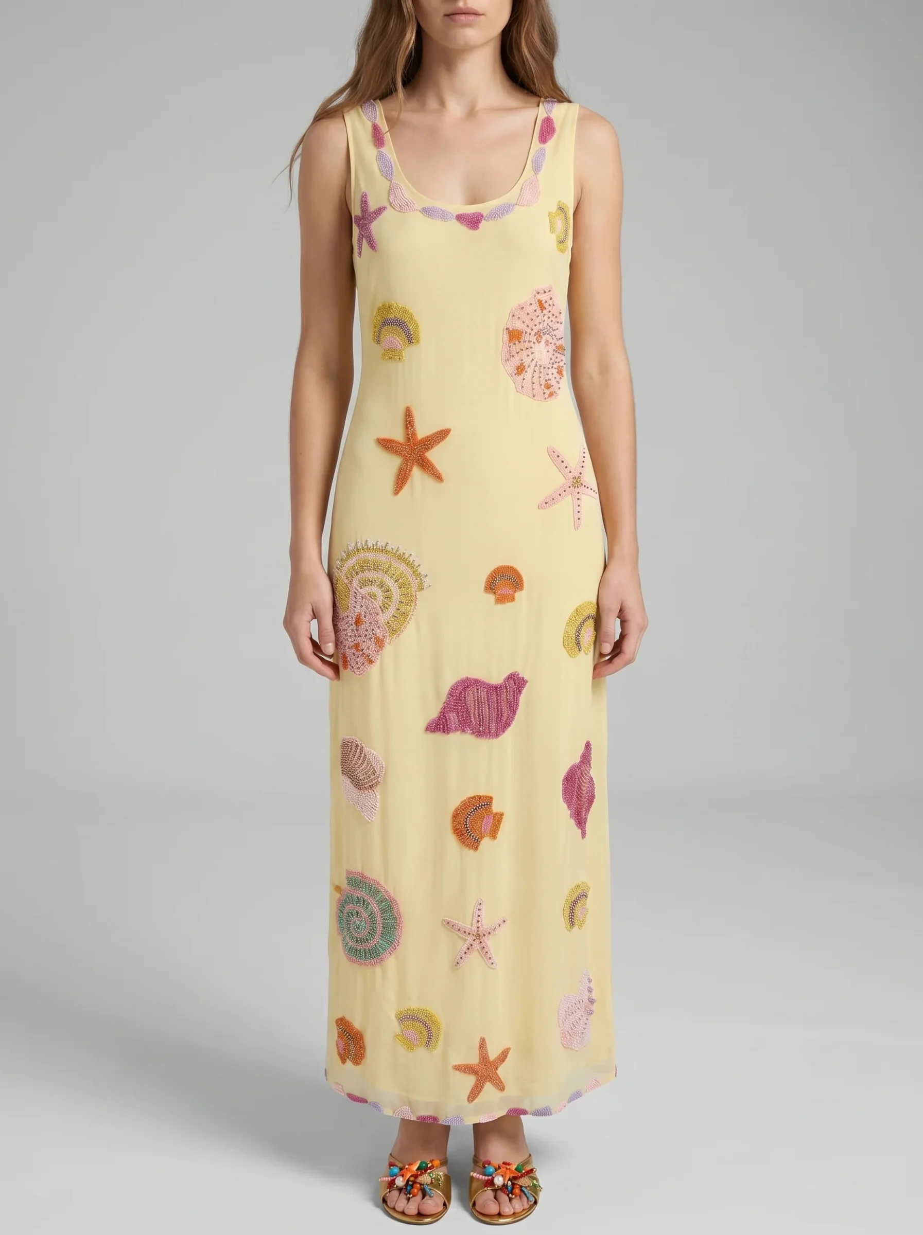 New York Bold Strapped Maxi Dress - Multi Colour