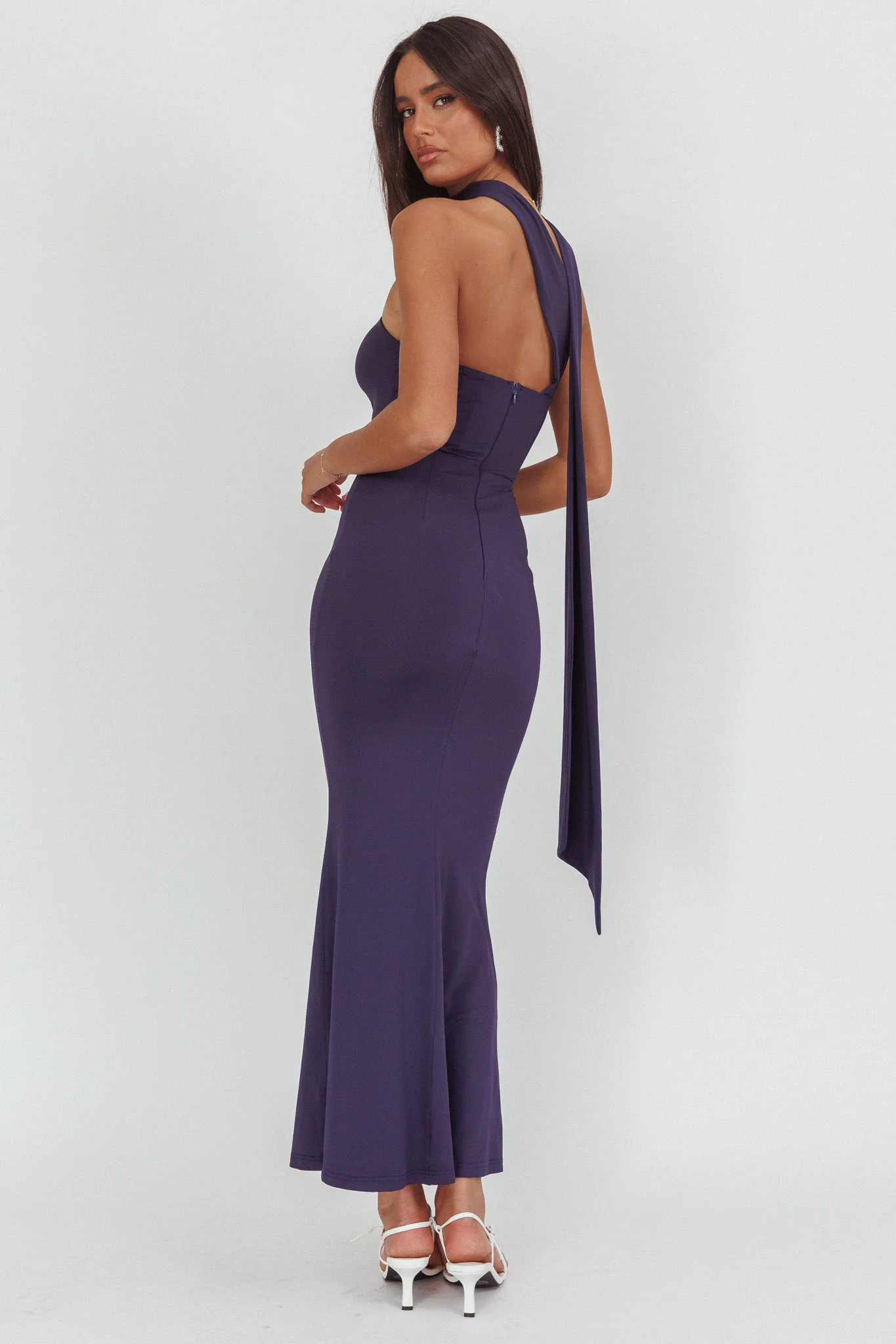 Raeva Strapless Scarf Maxi Dress Navy