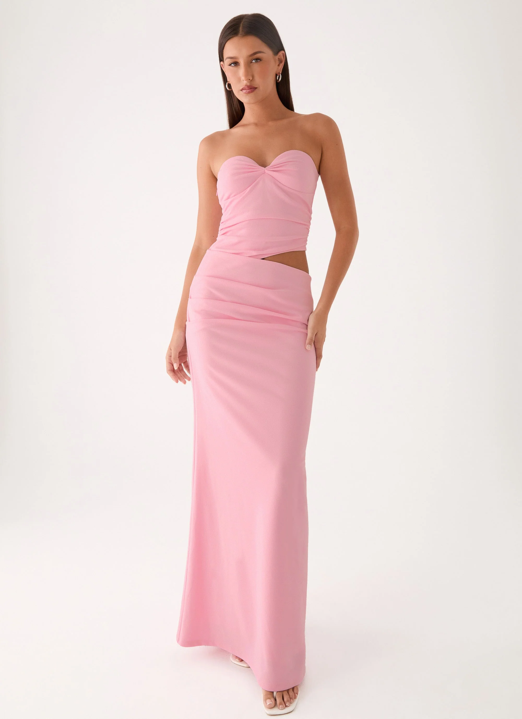Carella Strapless Maxi Dress - Pink - luluinthesky