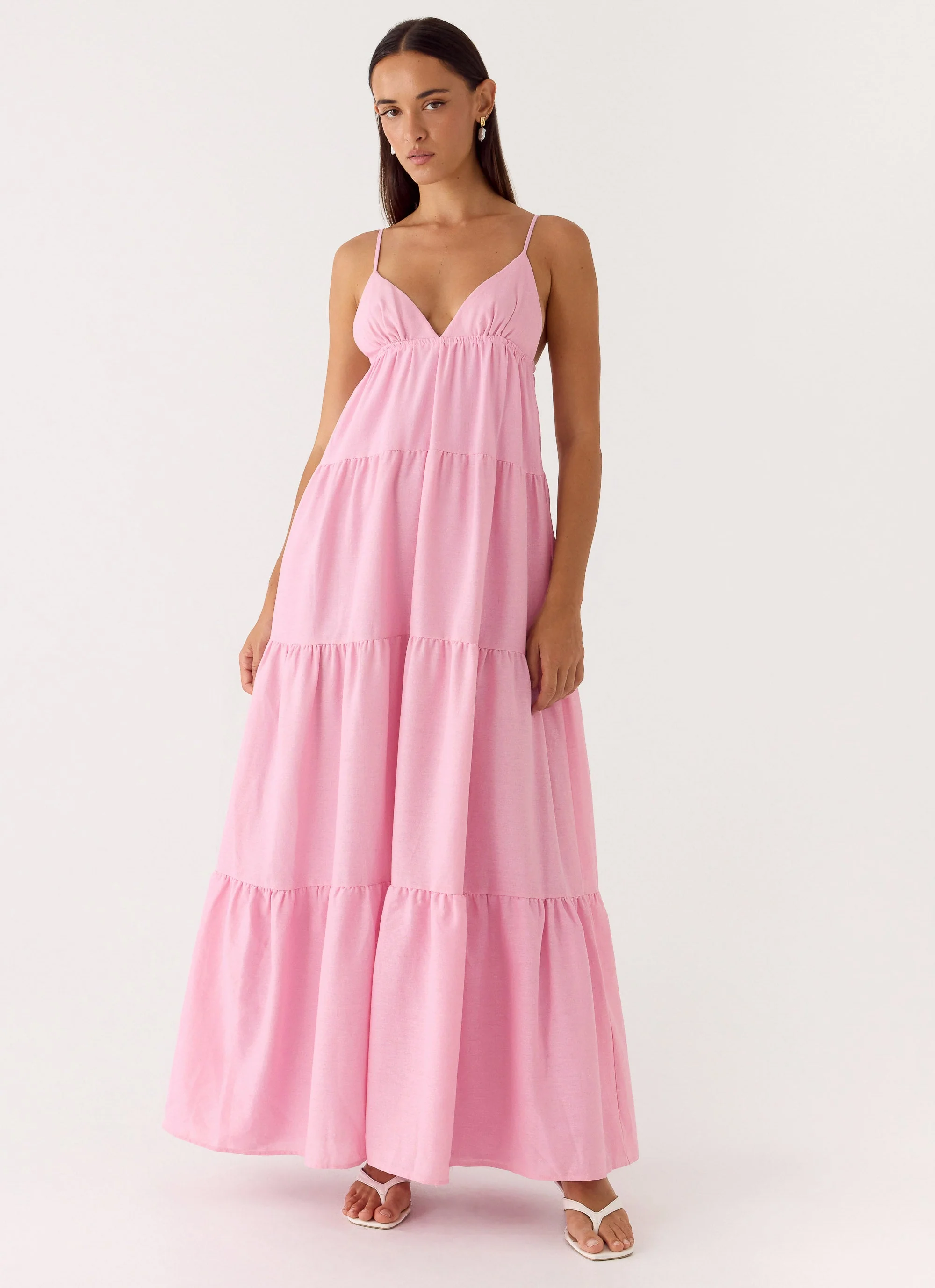 Lotty Linen Maxi Dress - Pink - luluinthesky