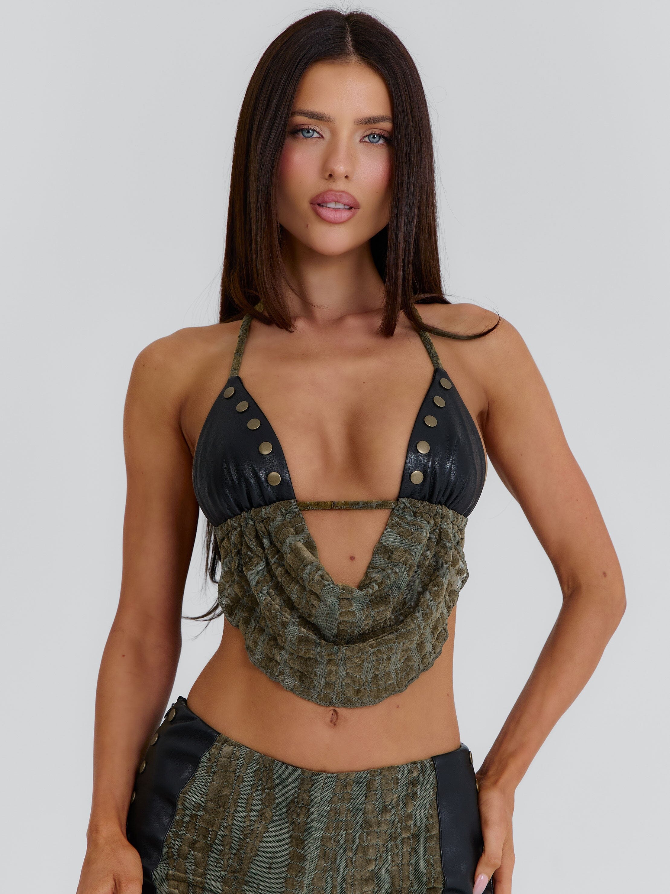 BRAIDY CROP TOP KHAKI
