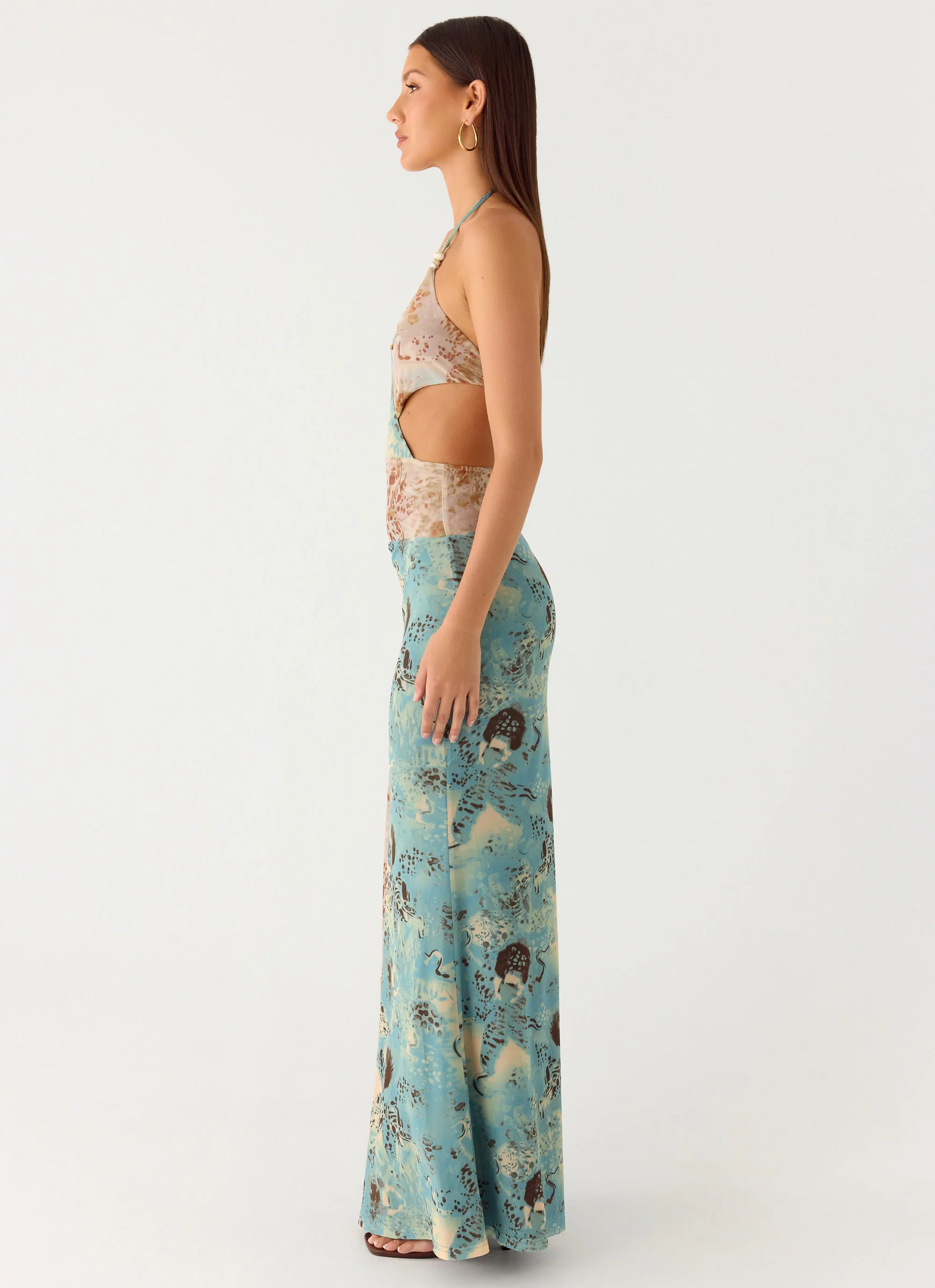 Rebel Beaded Maxi Dress - Aqua Blur