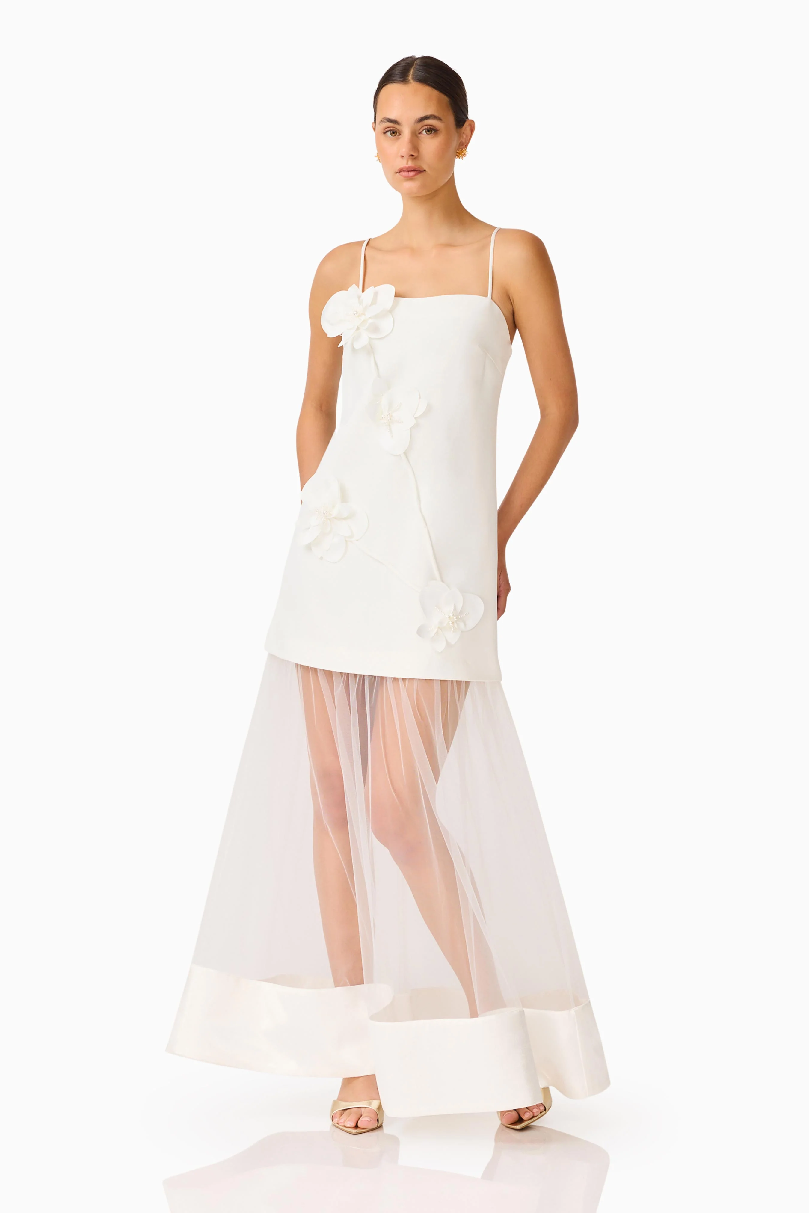 Reina Applique Gown in White