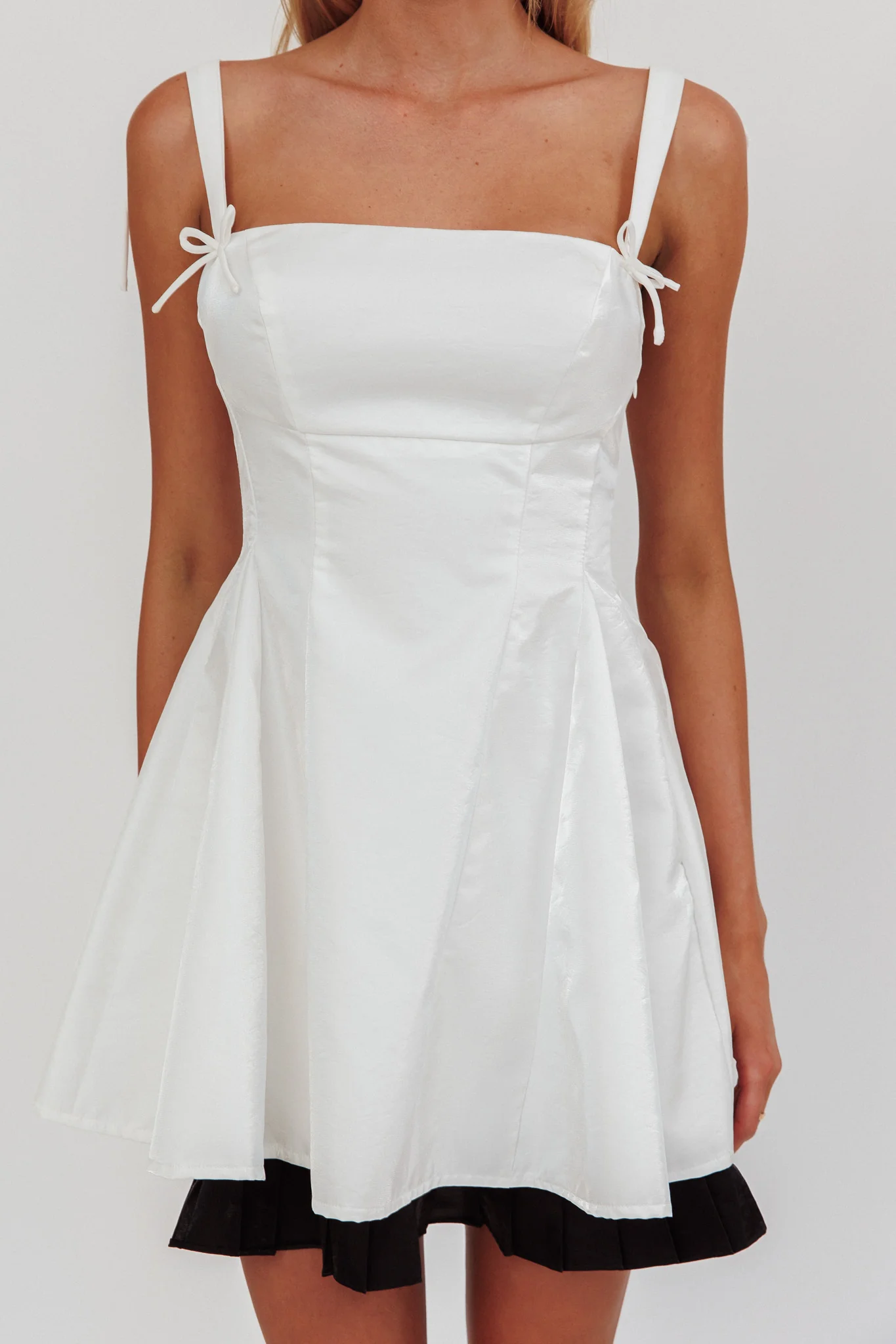 Night Rider Fit And Flare Mini Dress White - luluinthesky