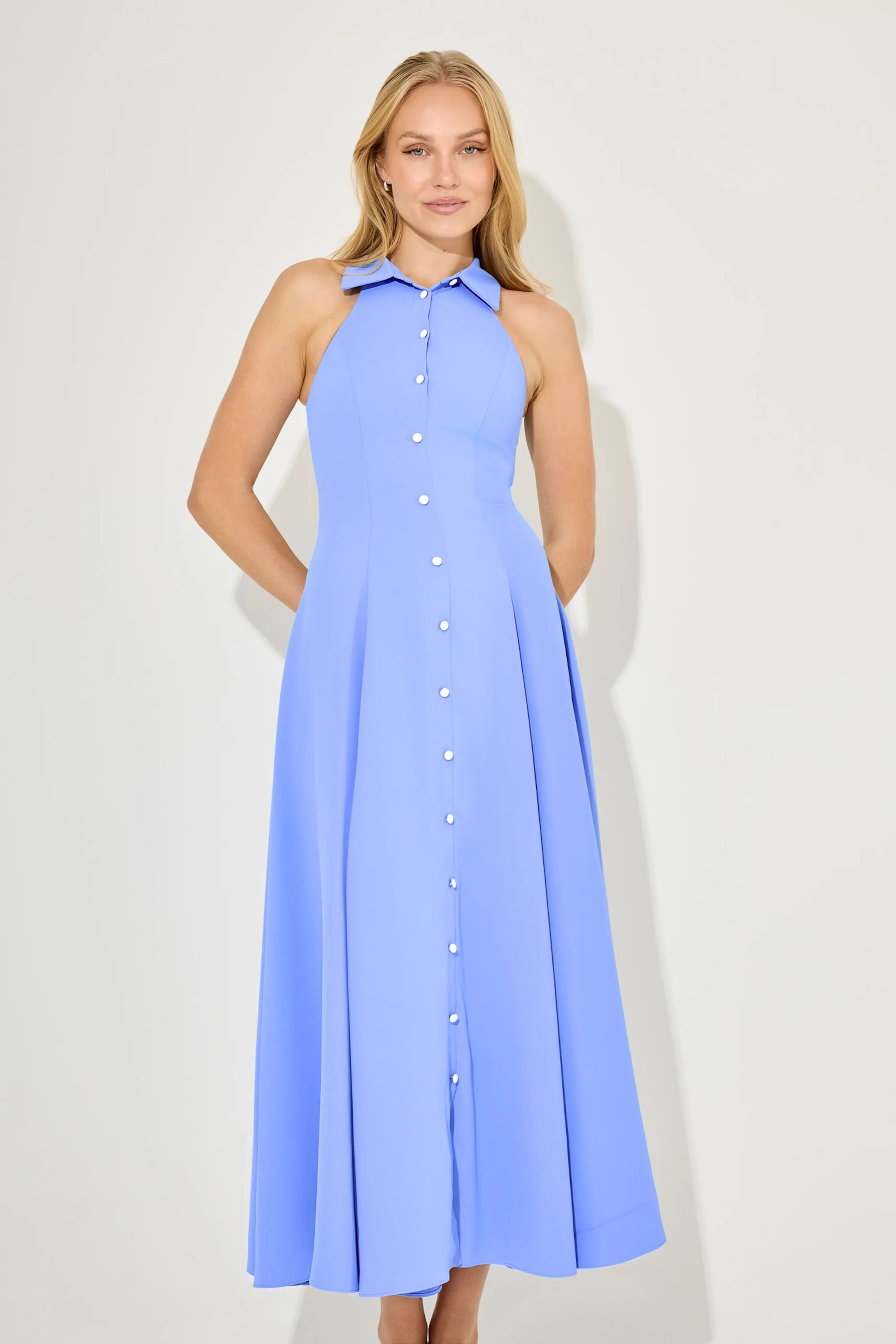 Flowy Collar Maxi Dress