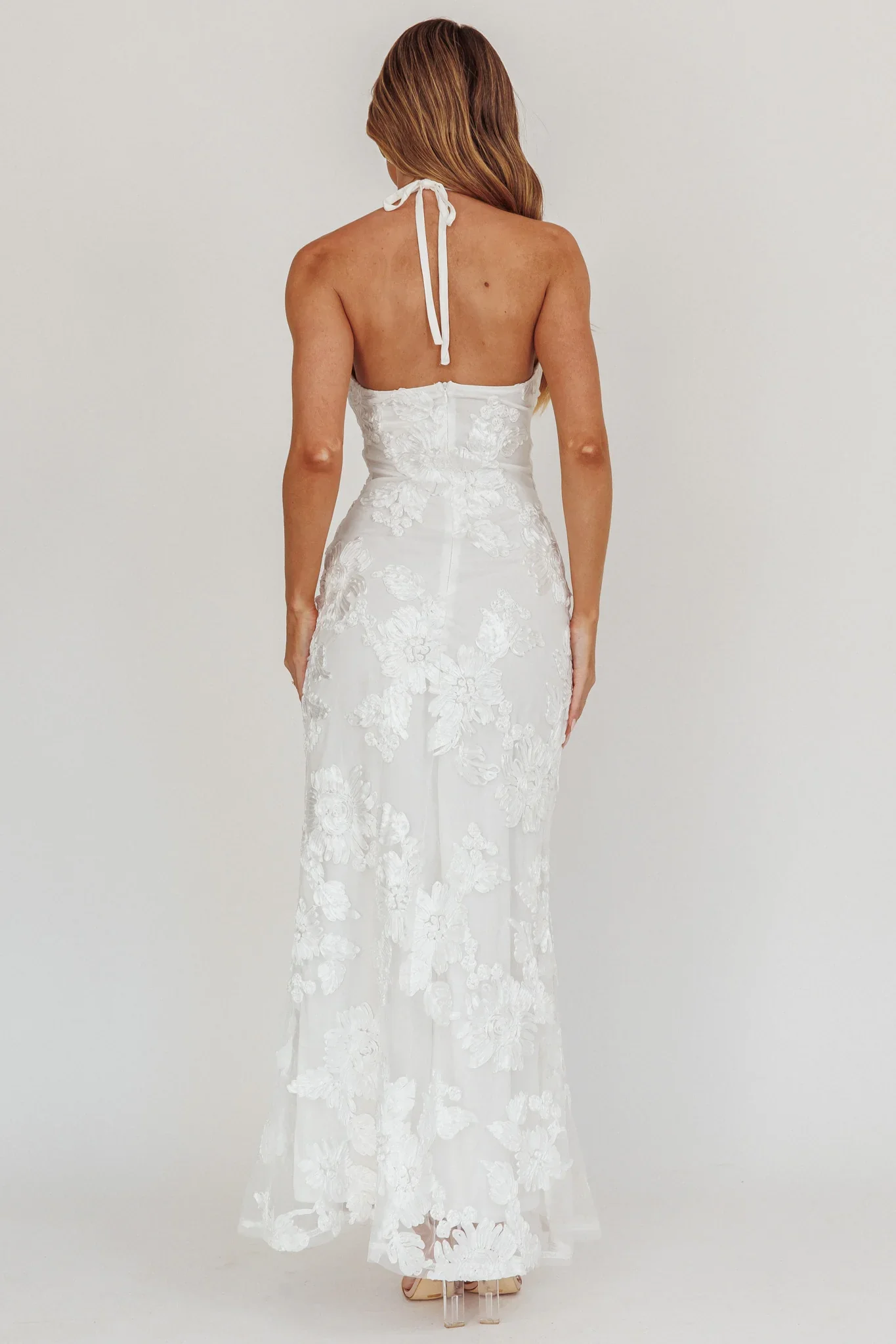 Your Affections Rosette Ribbon Embellished Maxi Dress White