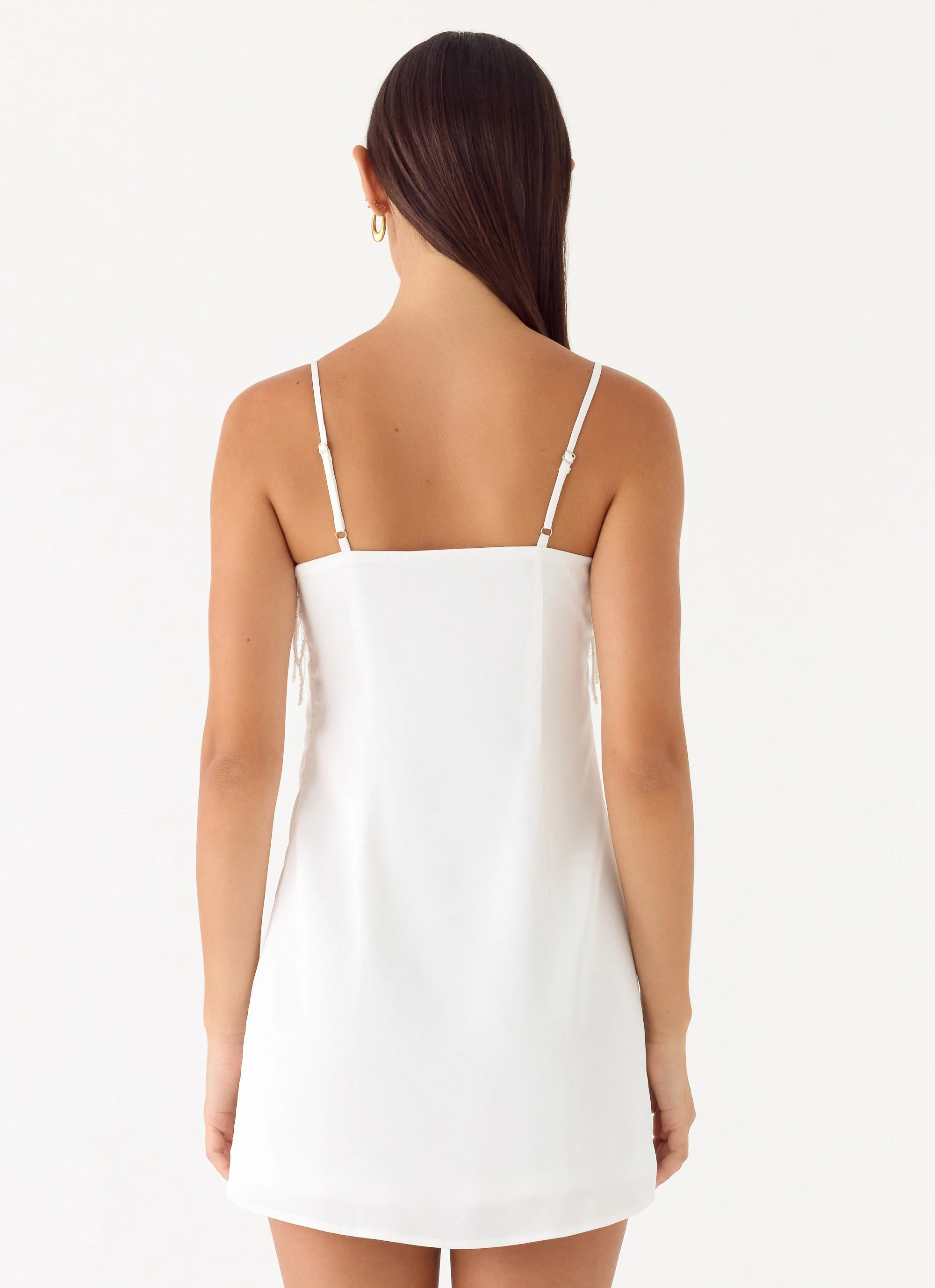 Siren Beaded Sequin Mini Dress - White