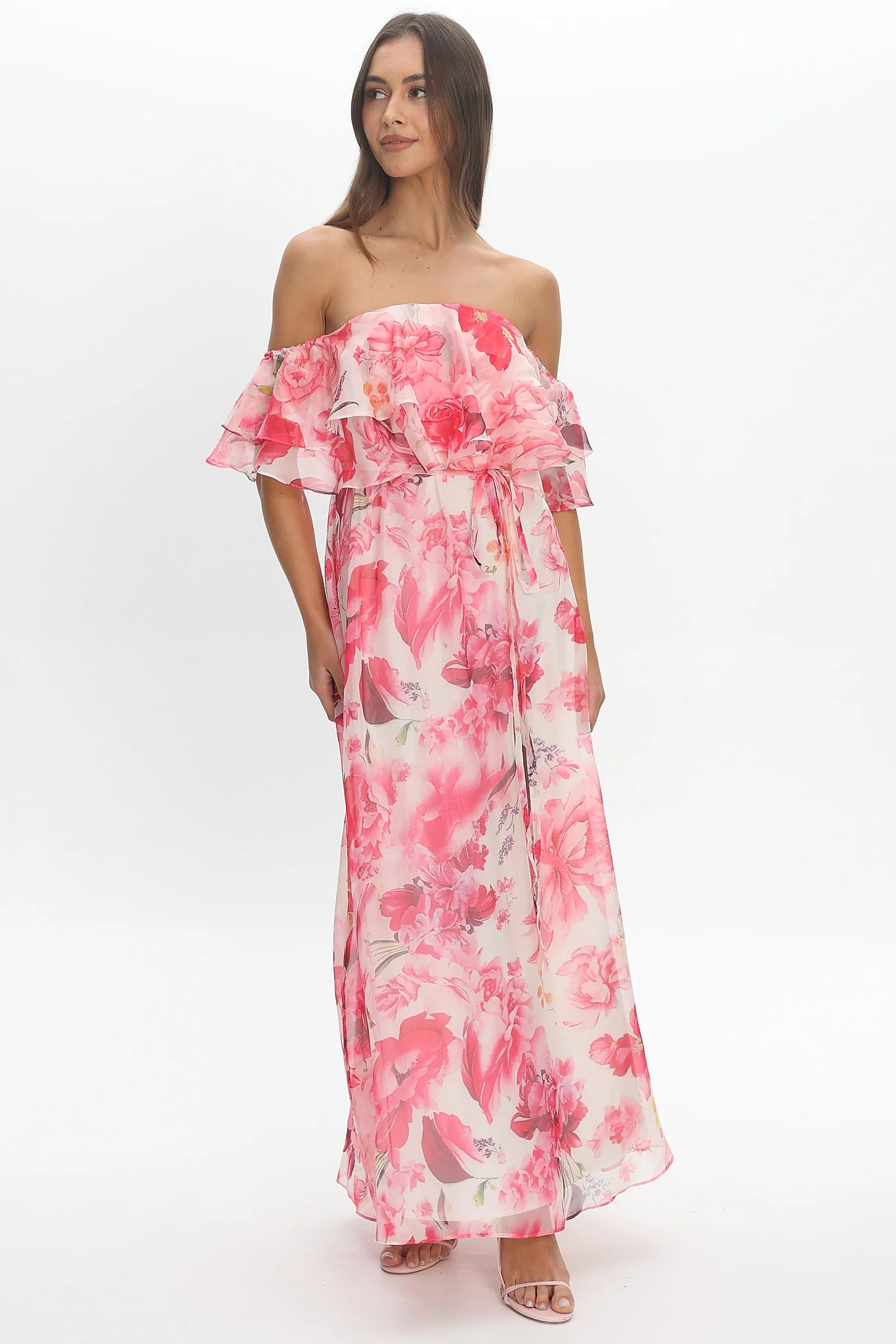 Nanjing Ruffle Maxi Dress Orange