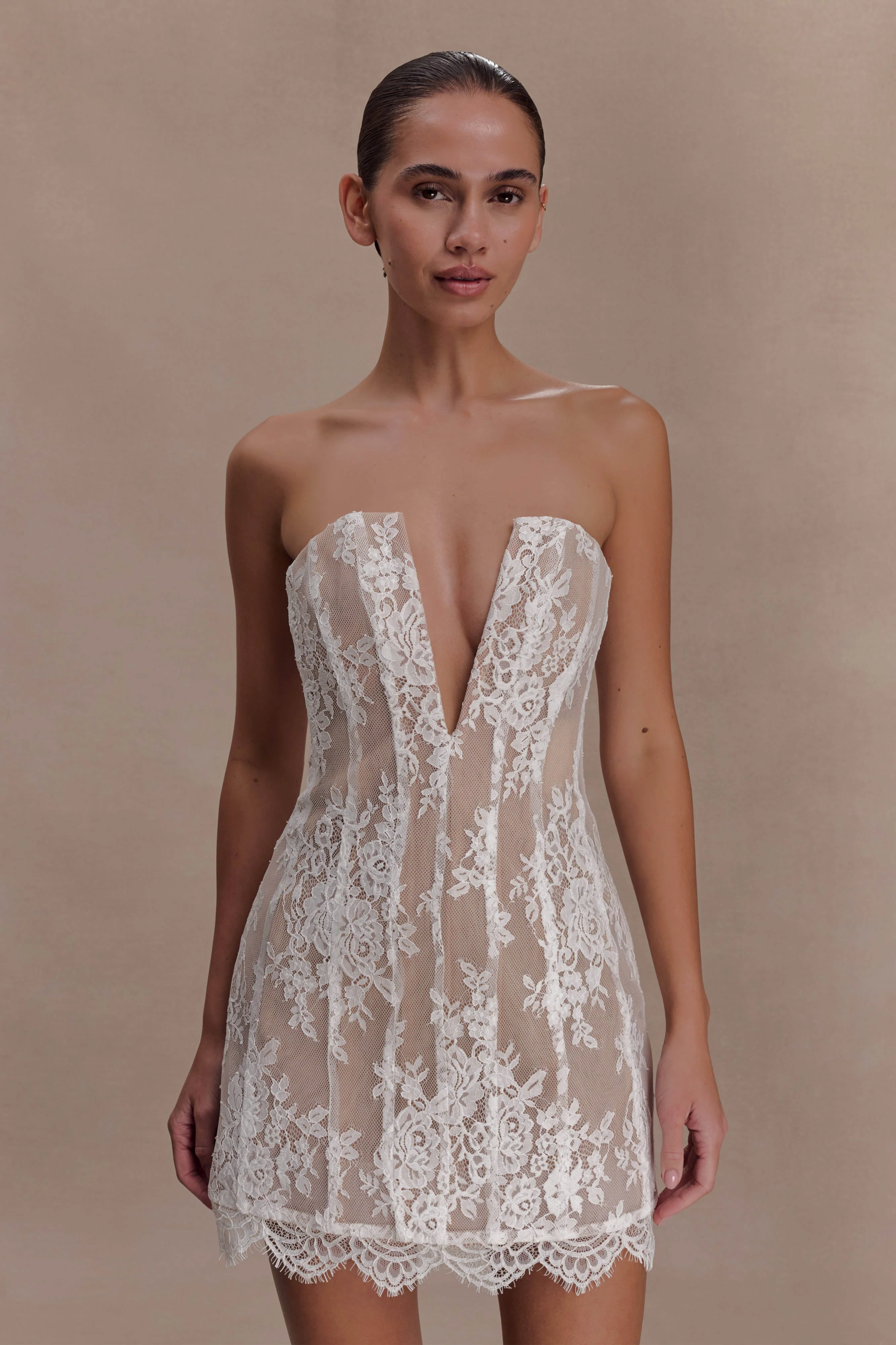 Zoey Lace Corset Mini Dress - Ivory