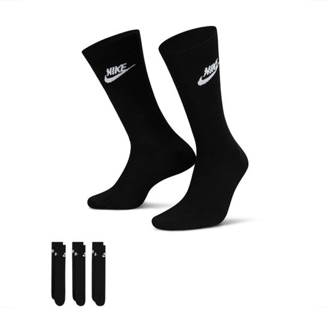 NIKE Sportswear Everyday Essential Crew Socks (3 Pairs) BLACK