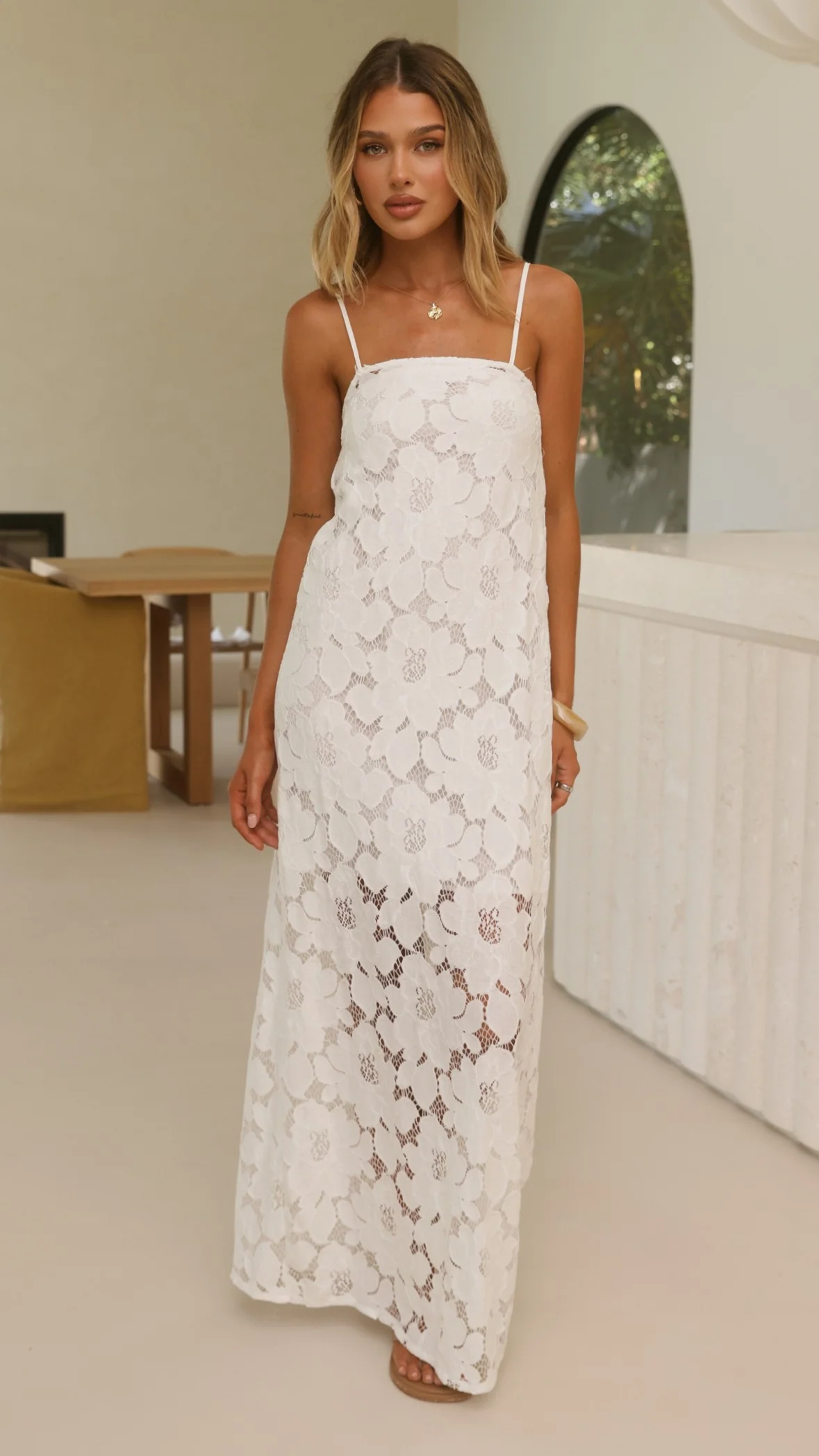 Oaklynn Maxi Dress - White/Lace