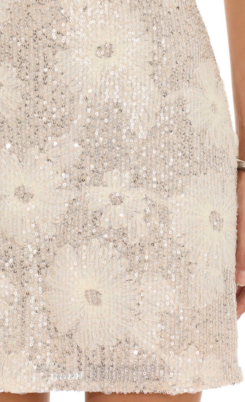 Strapless Sequin Mini Dress in Cream