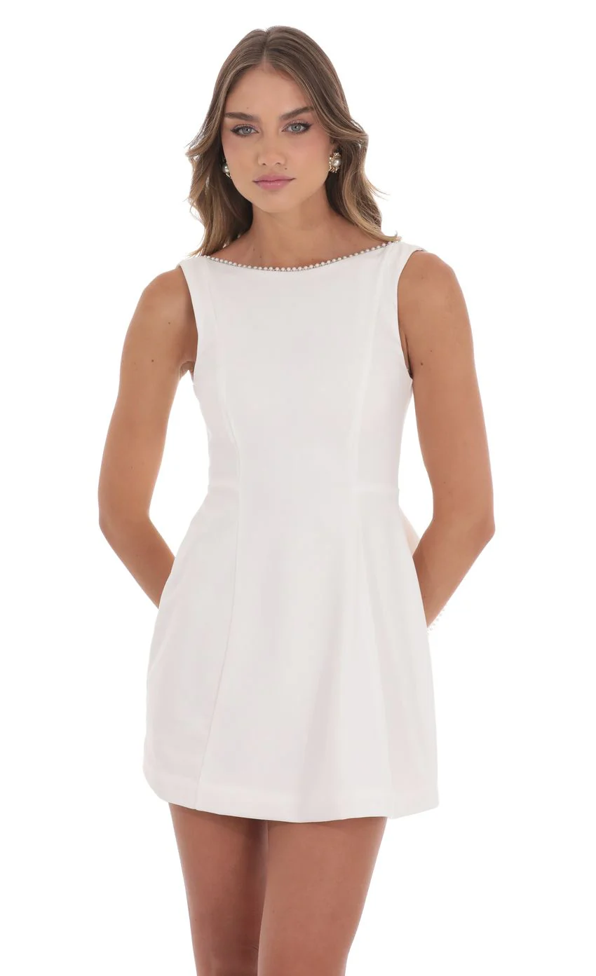Attachable Pearl Fishtail Dress in White - luluinthesky