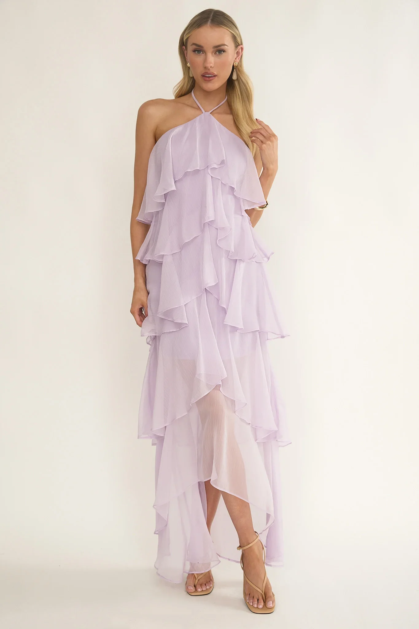 Darylyn Tiered Ruffle Maxi Dress Lilac