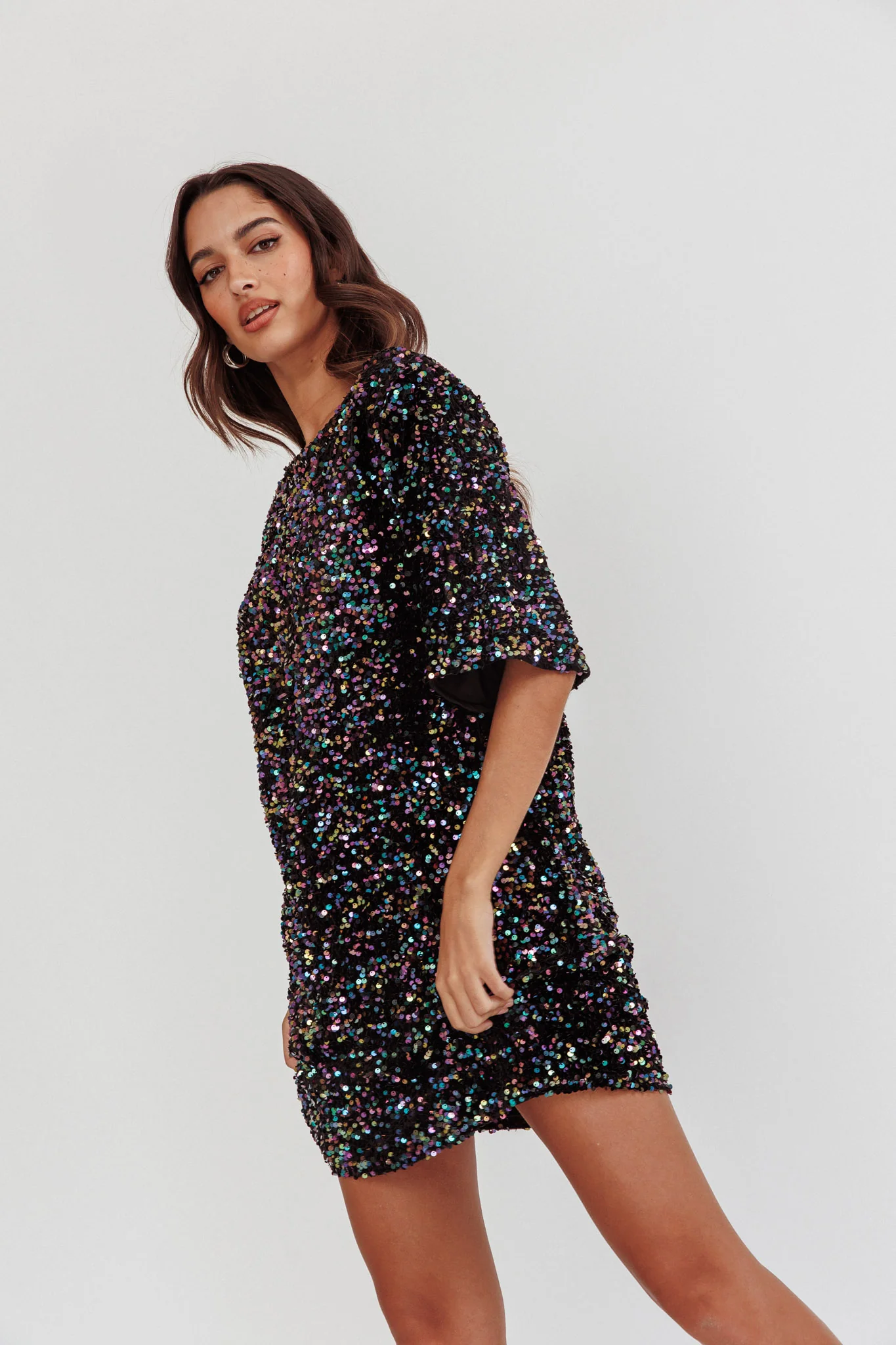 Miramar Backless Sequin Dress Black Multi - luluinthesky
