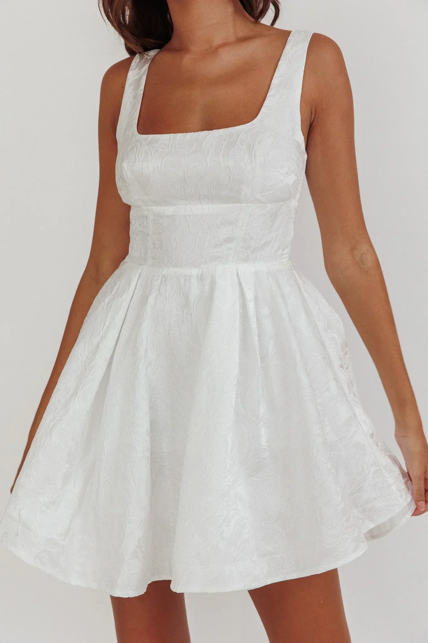 Belle Enchante Jacquard Mini Dress White