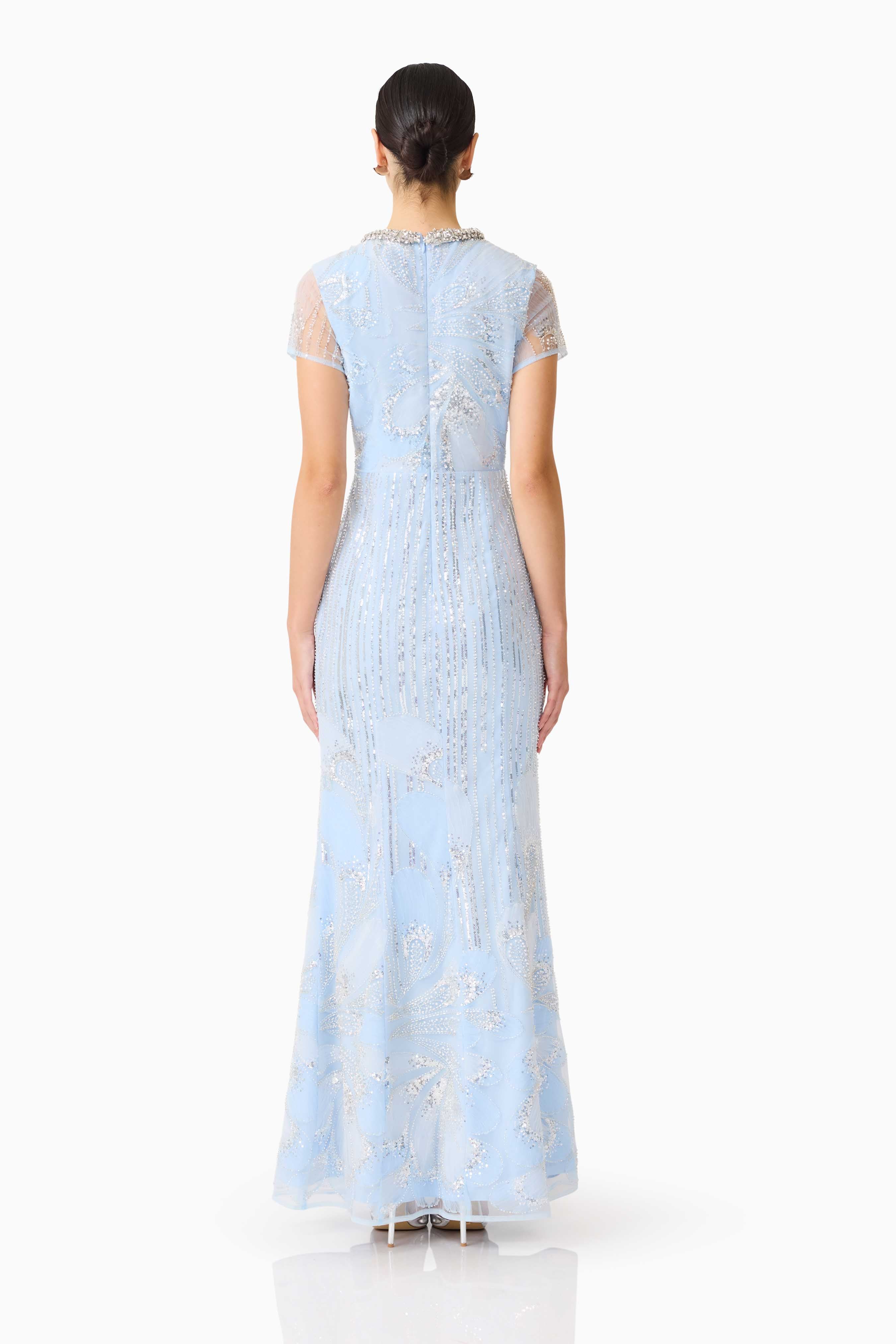 Annabelle Embellished Gown in Blue