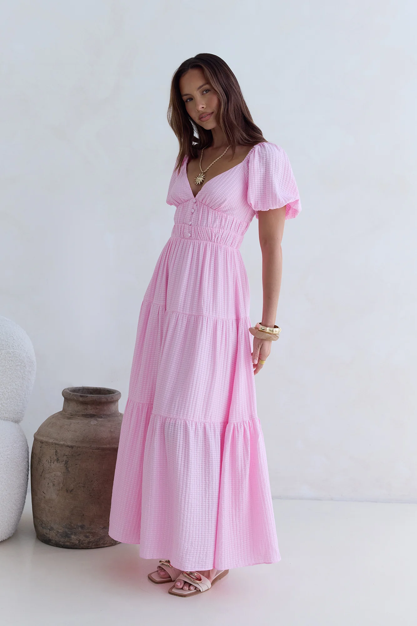 Butterfly Wings Maxi Dress Pink