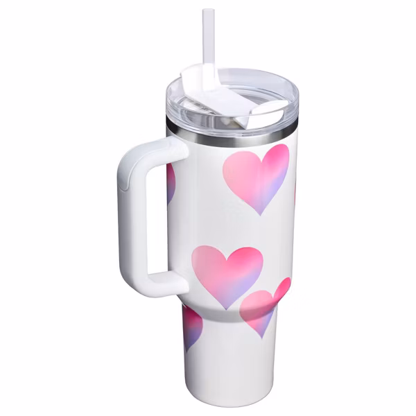 Stanley Valentine's Day 40 oz Stainless Steel H2.0 Flowstate Quencher Tumbler Frost Heart Gradient