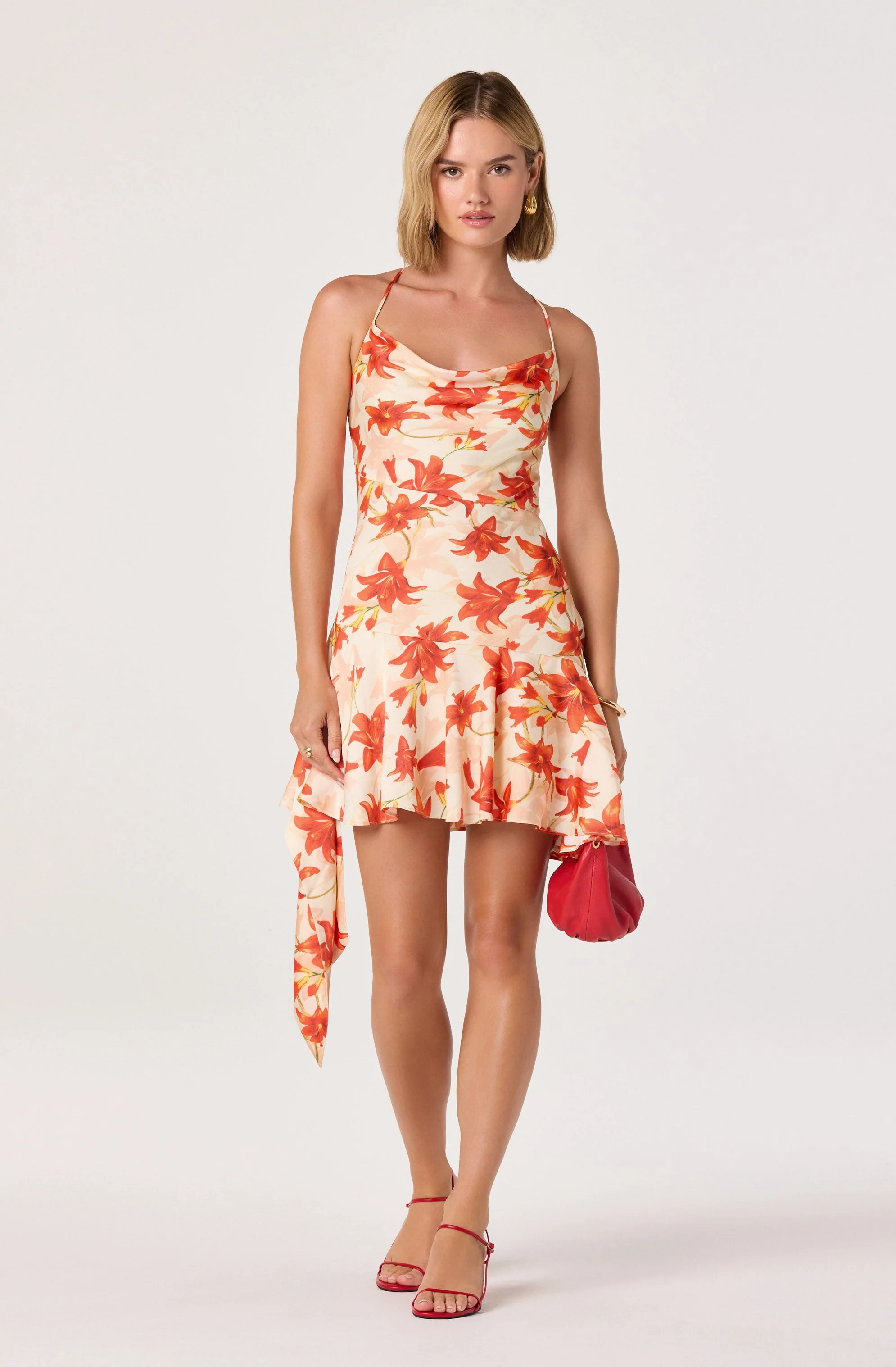 Paloma Cowl Neck Asymmetric Mini Dress