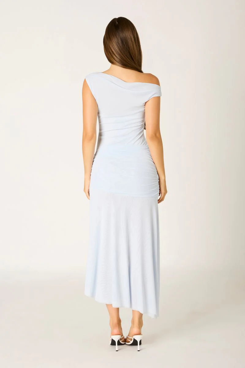 Mesh Asymmetric Midi Dress