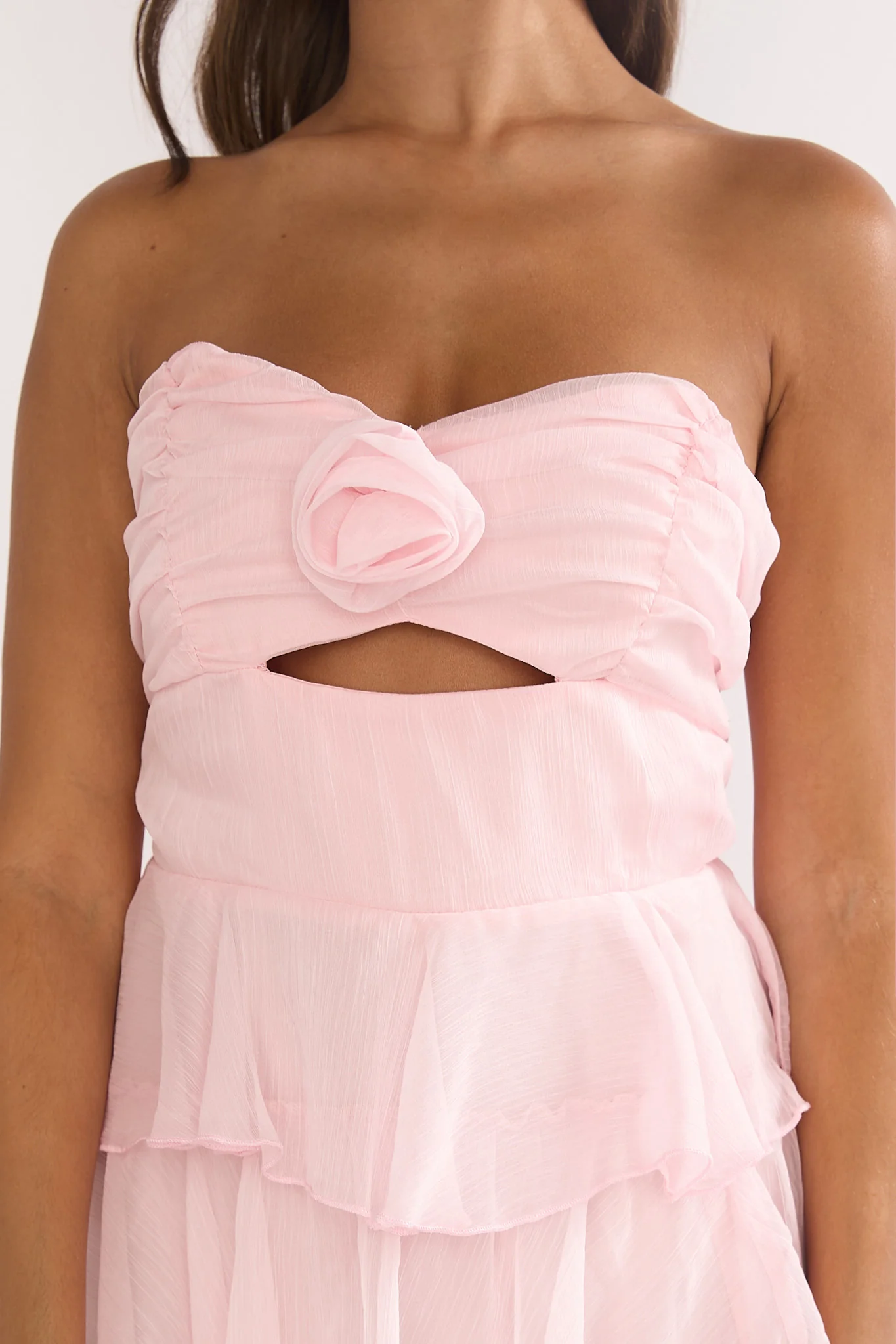 Janelia Layered Frill Maxi Dress Pink