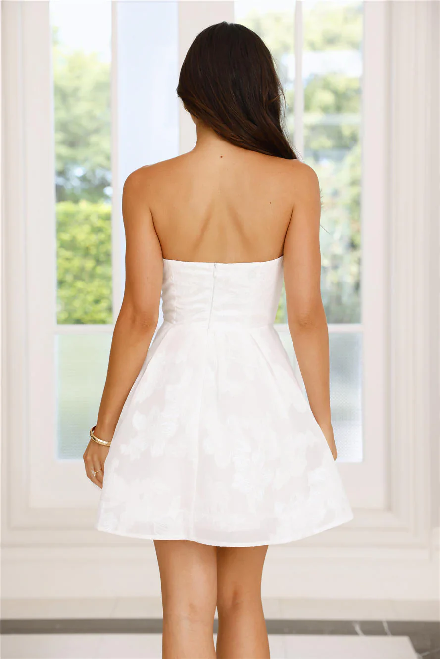 Midnight Shimmer Strapless Mini Dress White - luluinthesky