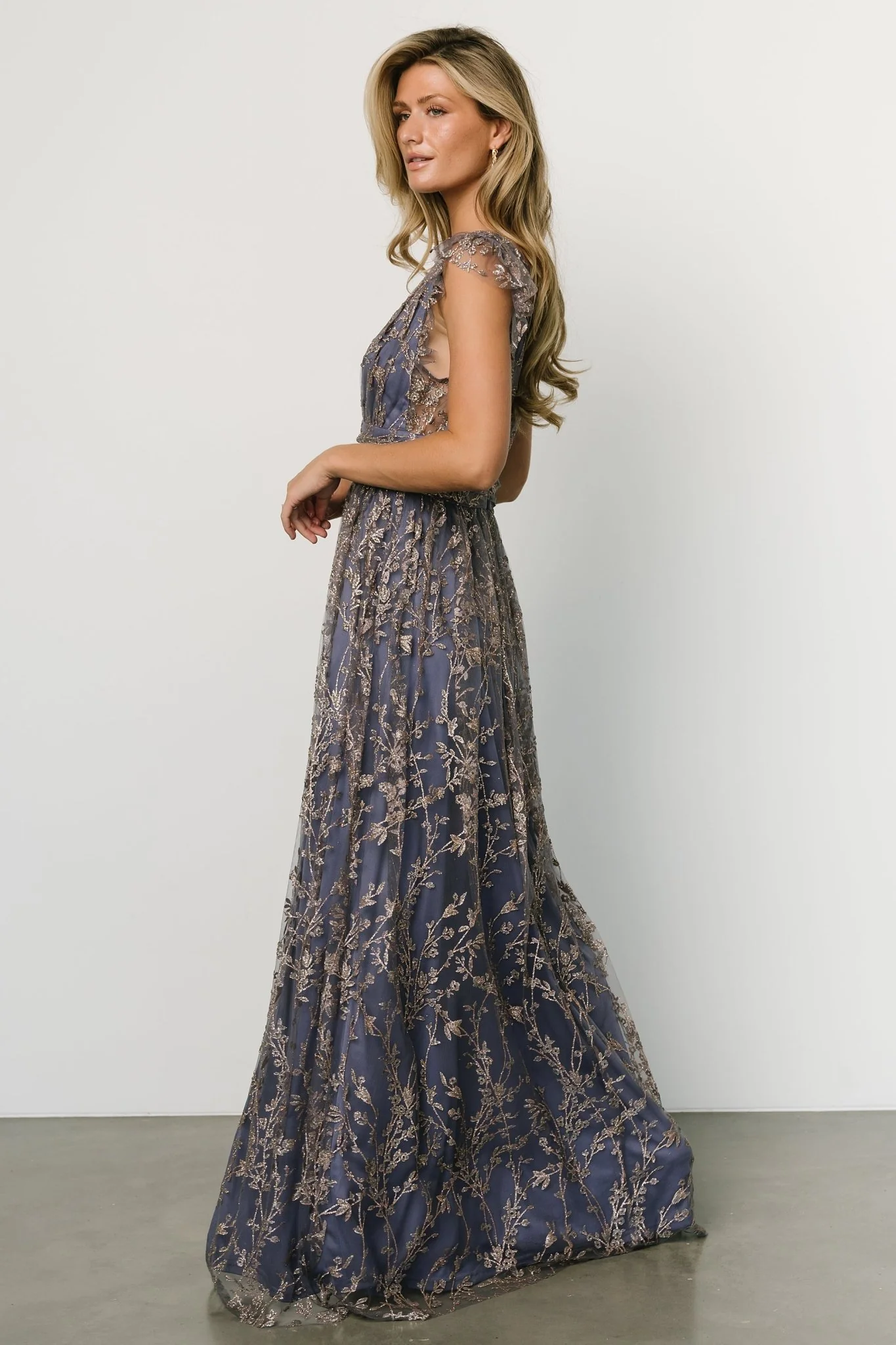 Arlene Shimmer Gown | Blue + Gold - luluinthesky