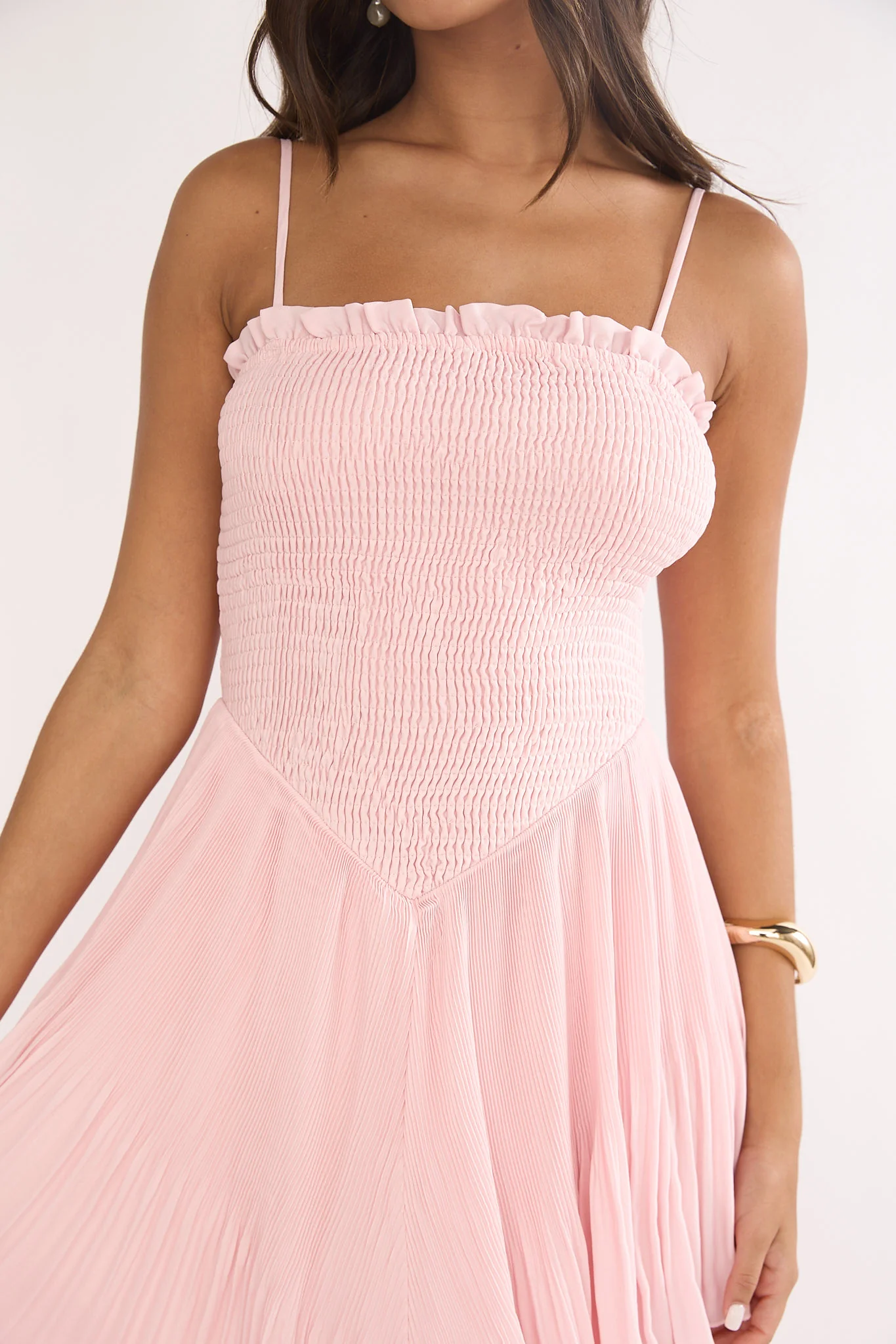 Delin Smocked Layered Maxi Dress Blush - luluinthesky
