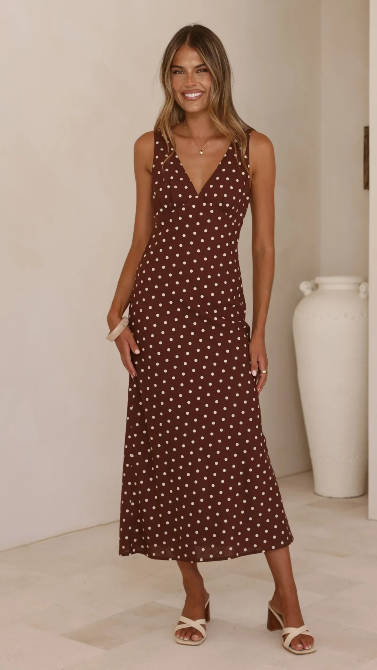 Sammie Maxi Dress - Chocolate/Nude Spot