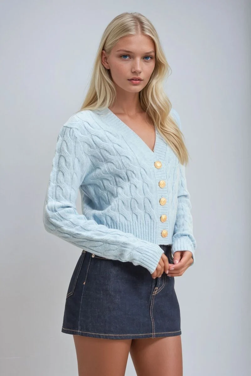 Cable Knit Cardigan Sweater