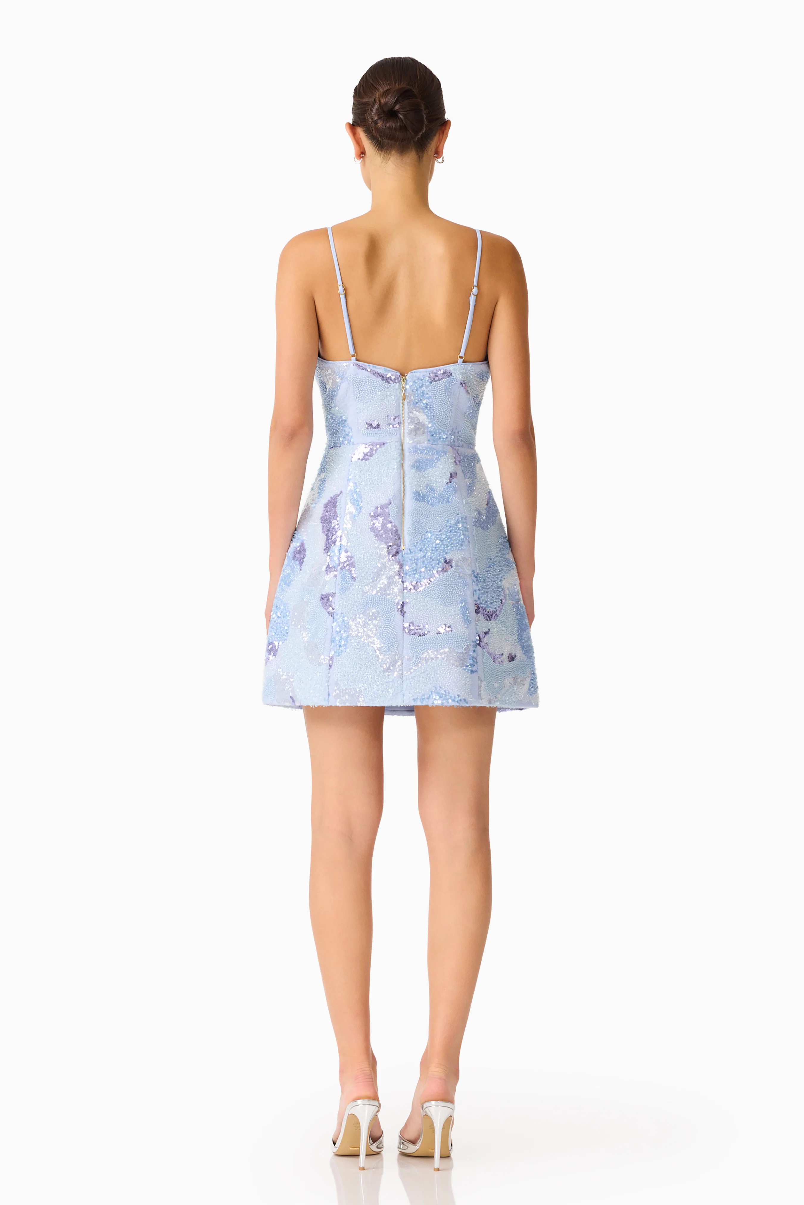 Aurae Embellished Mini Dress in Sky Blue