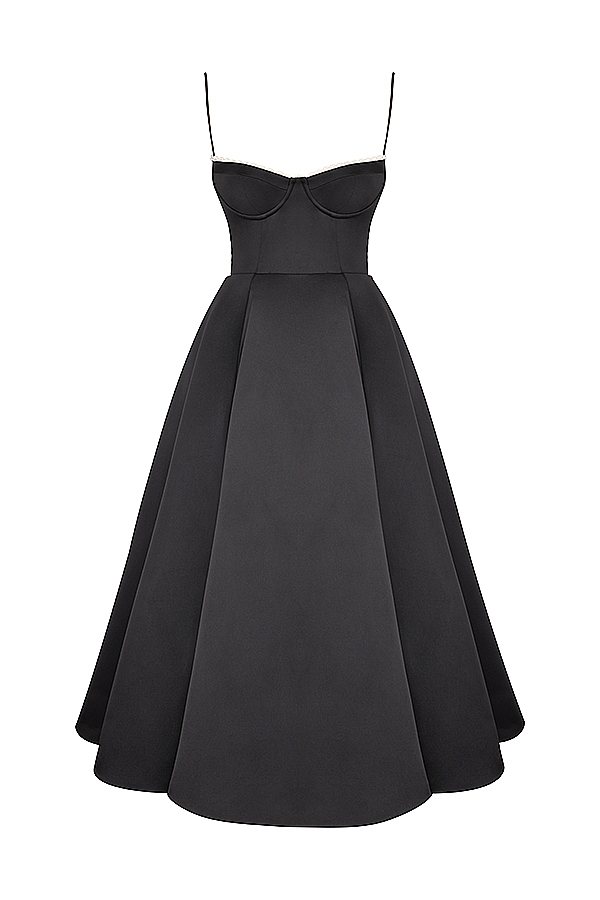 black tulle midi dress