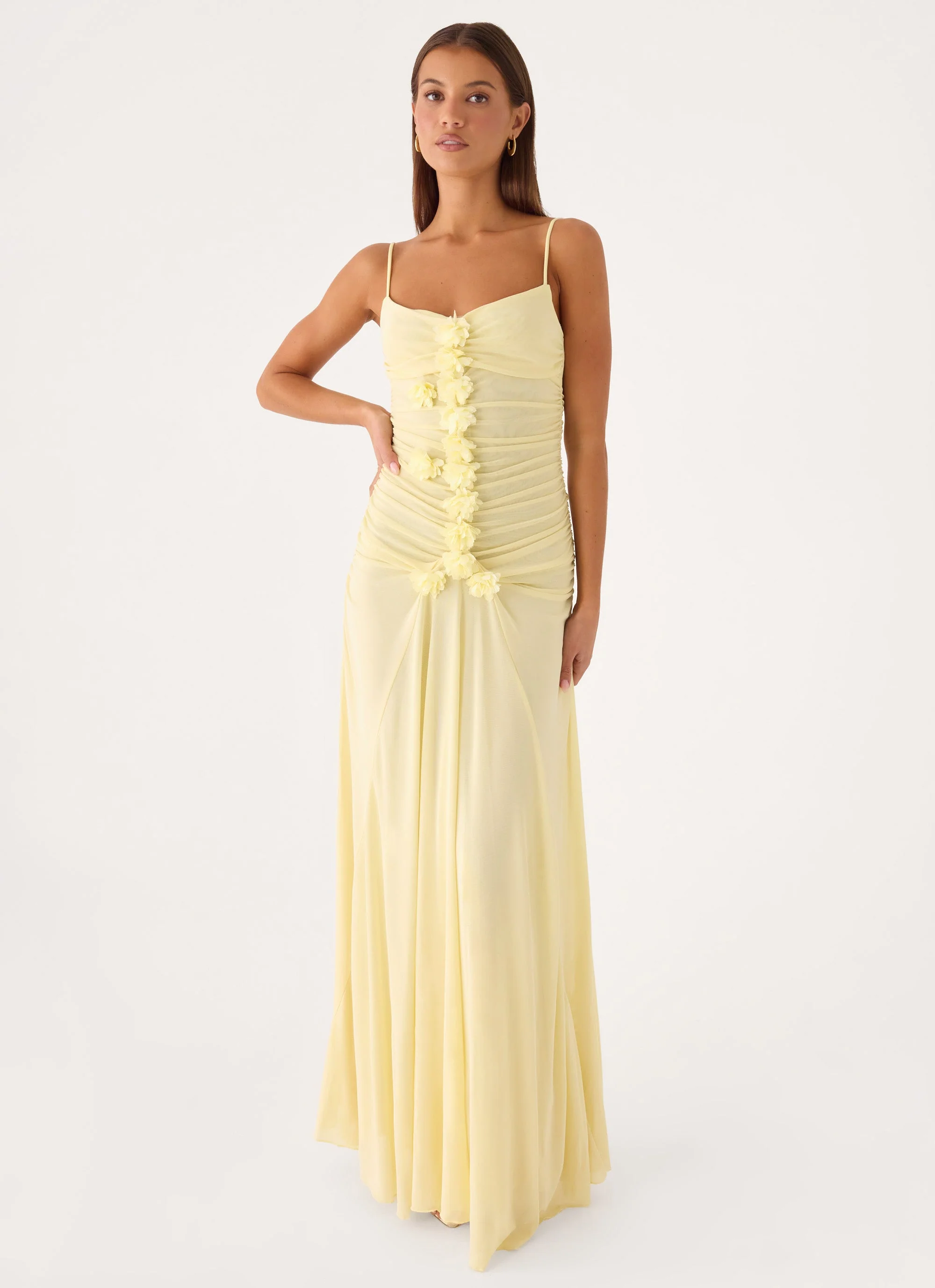 Marcia Flower Maxi Dress - Yellow - luluinthesky