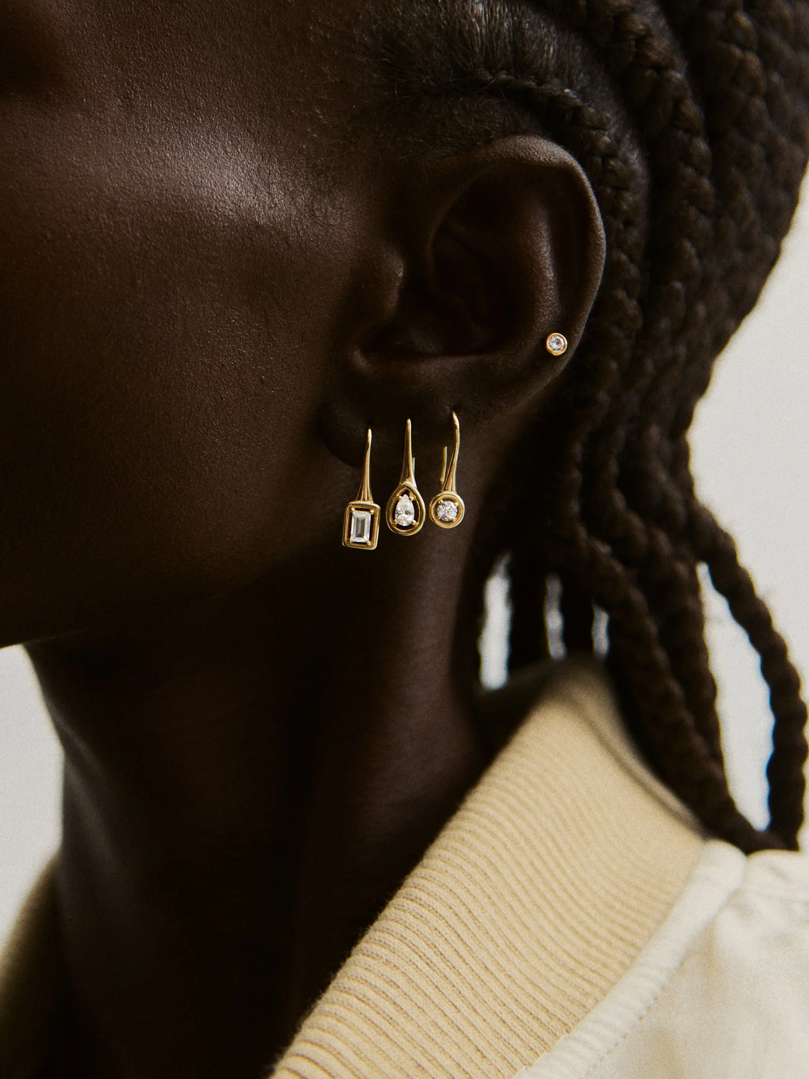 Valeria 14K Gold Earring Set - Gold/Pavé
