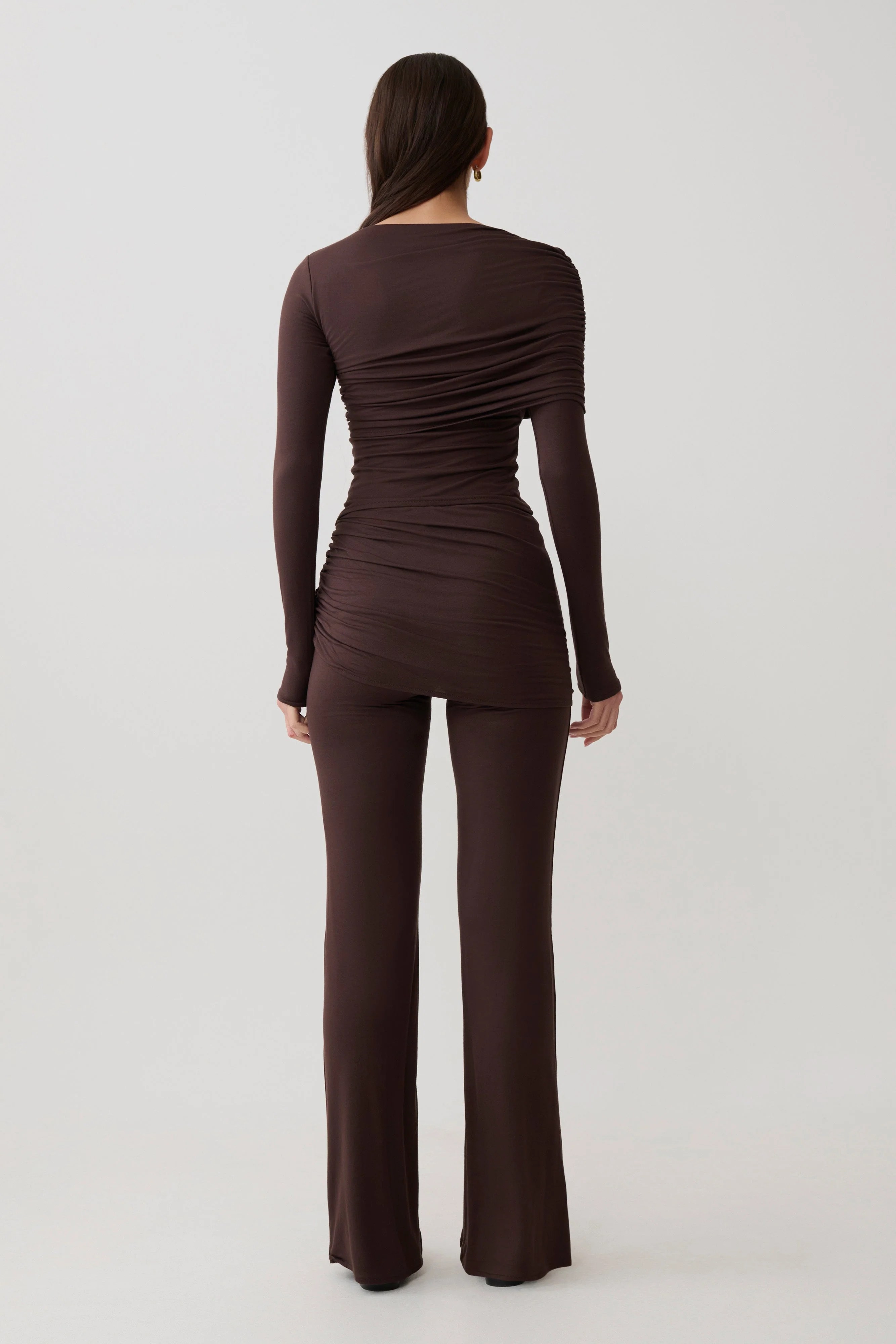 Keaton Modal Straight Leg Overlay Pant - Espresso