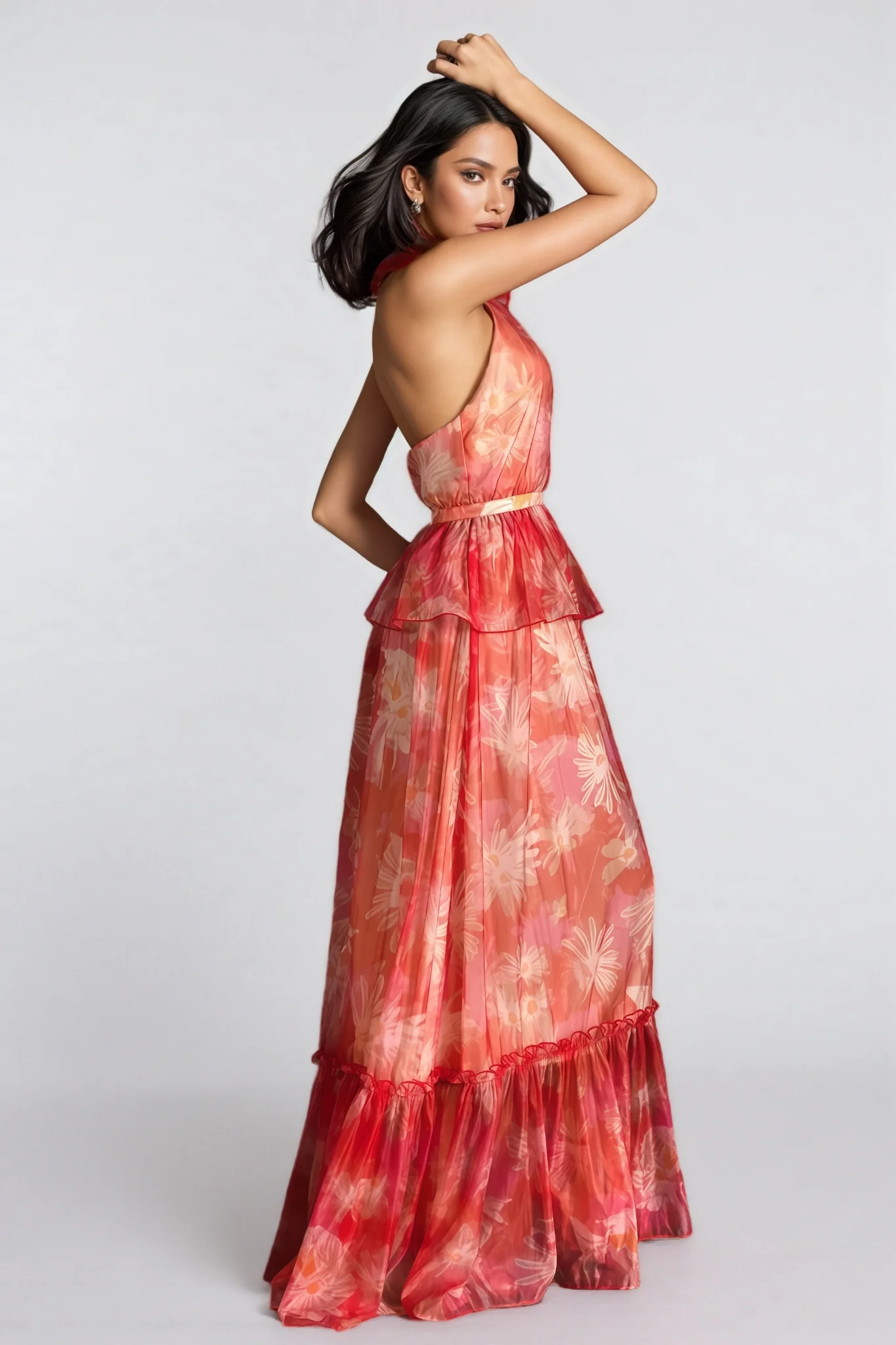 Pia V-Neck Ruffle Maxi Dress